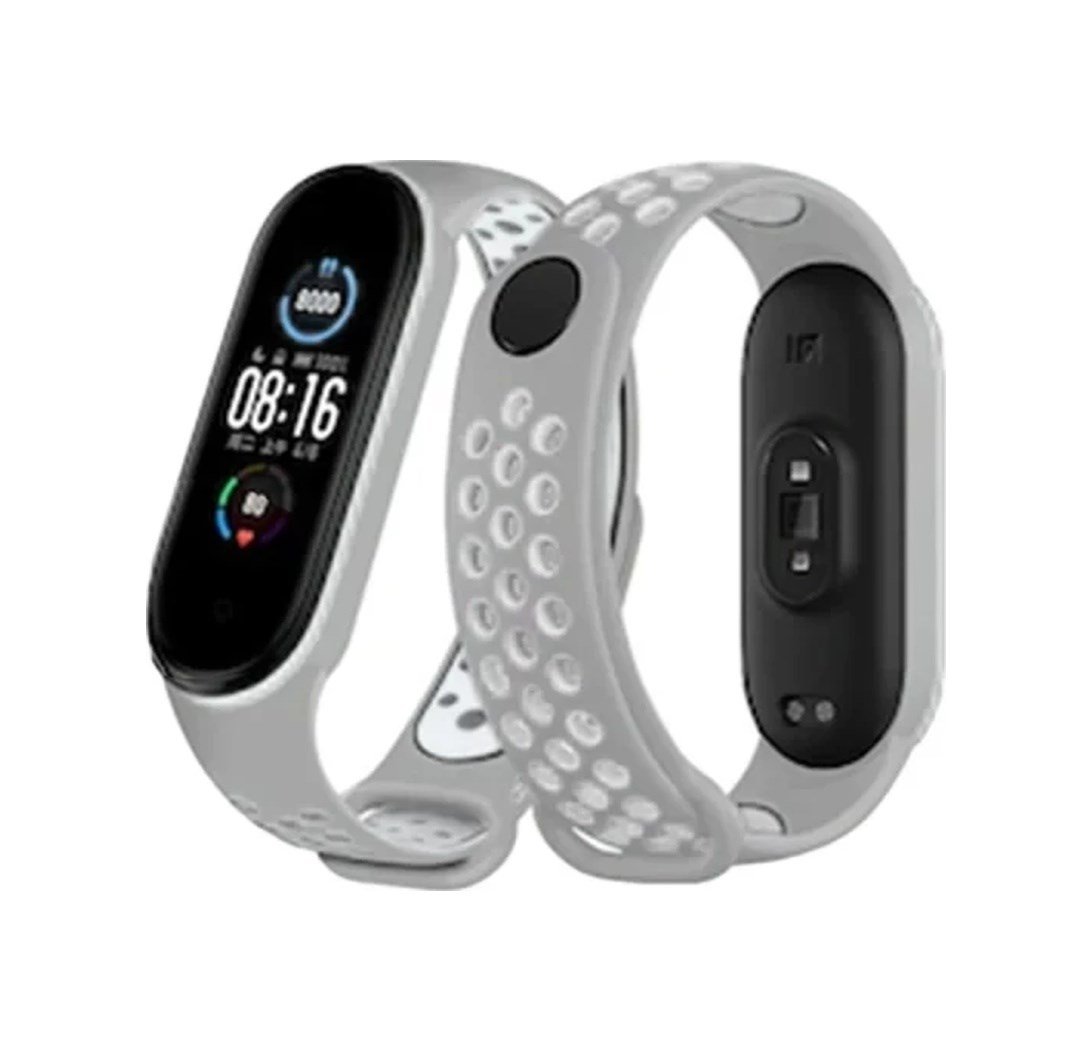 Xiaomi Mi Band 6 Uyumlu Spor Delikli Kordon - Gri-kırmızı Diğer