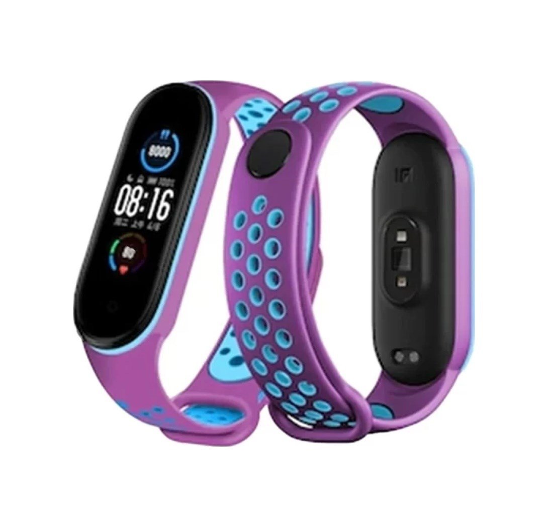 Xiaomi Mi Band 7 Uyumlu Spor Delikli Kordon - Mor-mavi Diğer
