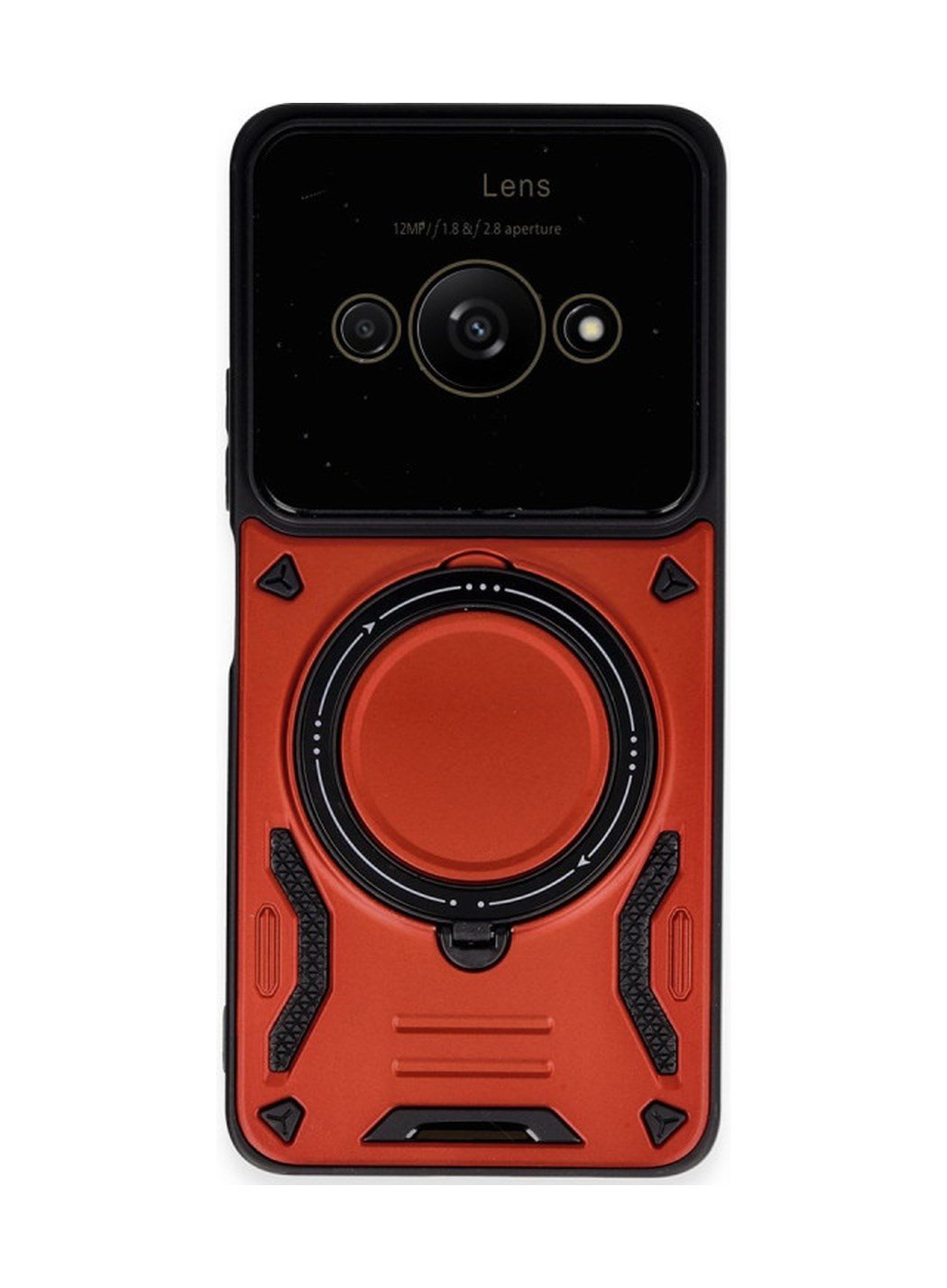 Xiaomi Poco C61 Uyumlu Kılıf Joy Lens Standlı Kapak - Kırmızı Belirtilmemiş