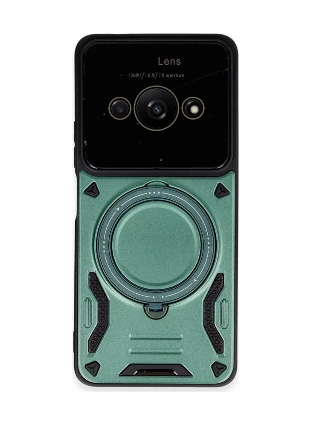 Xiaomi Poco C61 Uyumlu Kılıf Joy Lens Standlı Kapak - Koyu Yeşil Belirtilmemiş