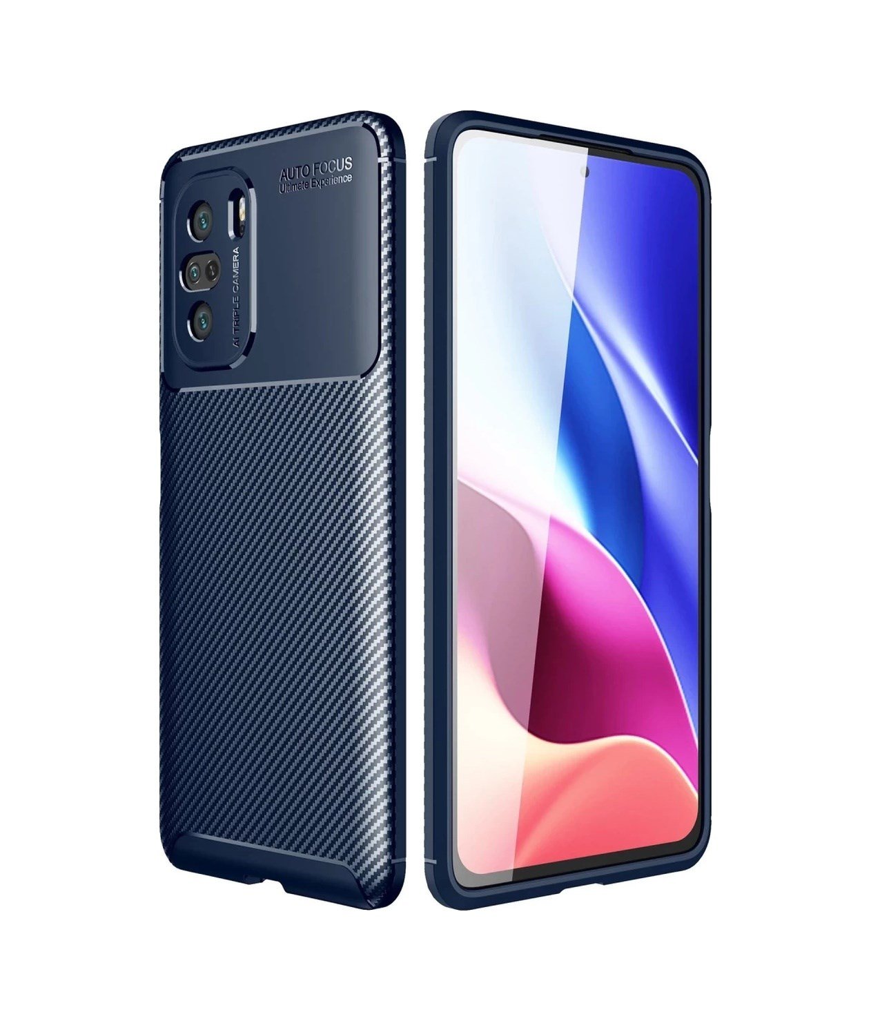 Xiaomi Poco F3 Uyumlu Kılıf Auto Focus Karbon Kapak - Lacivert Belirtilmemiş