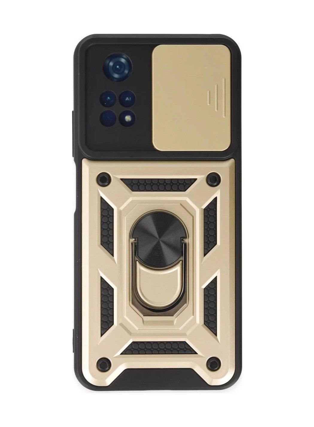 Xiaomi Poco M4 Pro 4g Uyumlu Kılıf Pars Lens Yüzüklü Silikon - Gold Belirtilmemiş