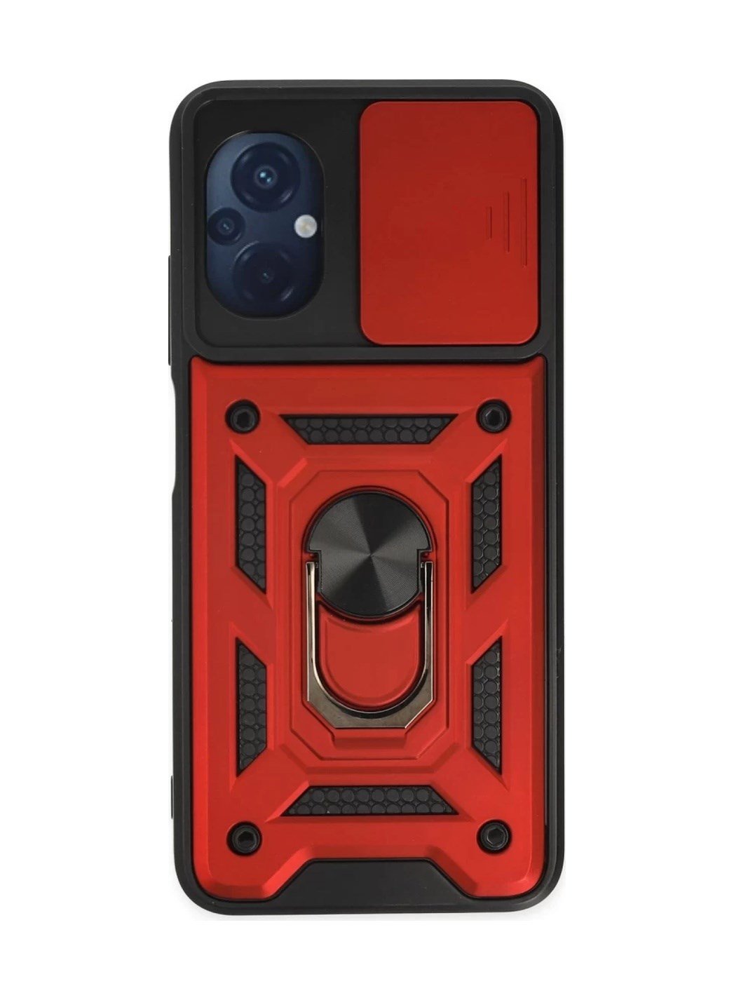 Xiaomi Poco M5 Uyumlu Kılıf Pars Lens Yüzüklü Silikon - Kırmızı Belirtilmemiş