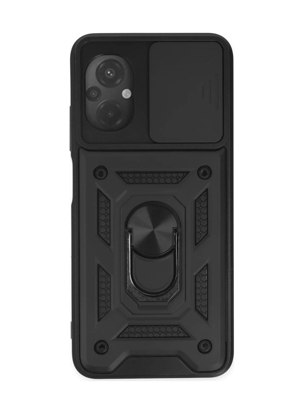 Xiaomi Poco M5 Uyumlu Kılıf Pars Lens Yüzüklü Silikon - Siyah Belirtilmemiş