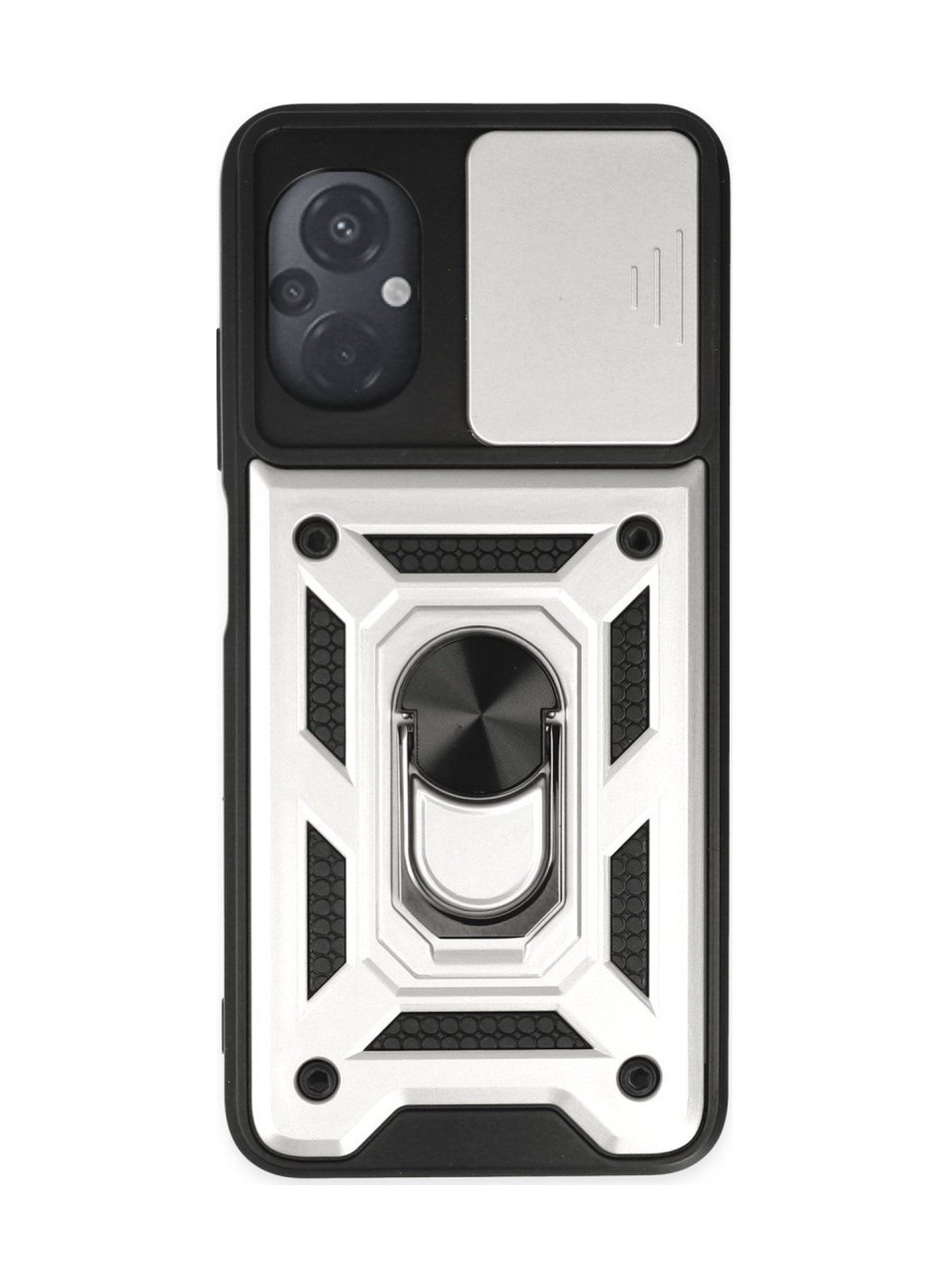 Xiaomi Poco M5 Uyumlu Kılıf Pars Lens Yüzüklü Silikon - Gümüş Belirtilmemiş