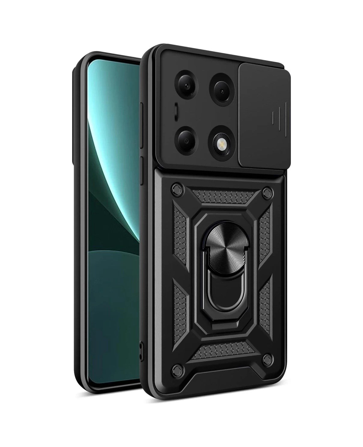 Xiaomi Poco M6 Pro 4g Uyumlu Kılıf Pars Lens Yüzüklü Silikon - Siyah Belirtilmemiş