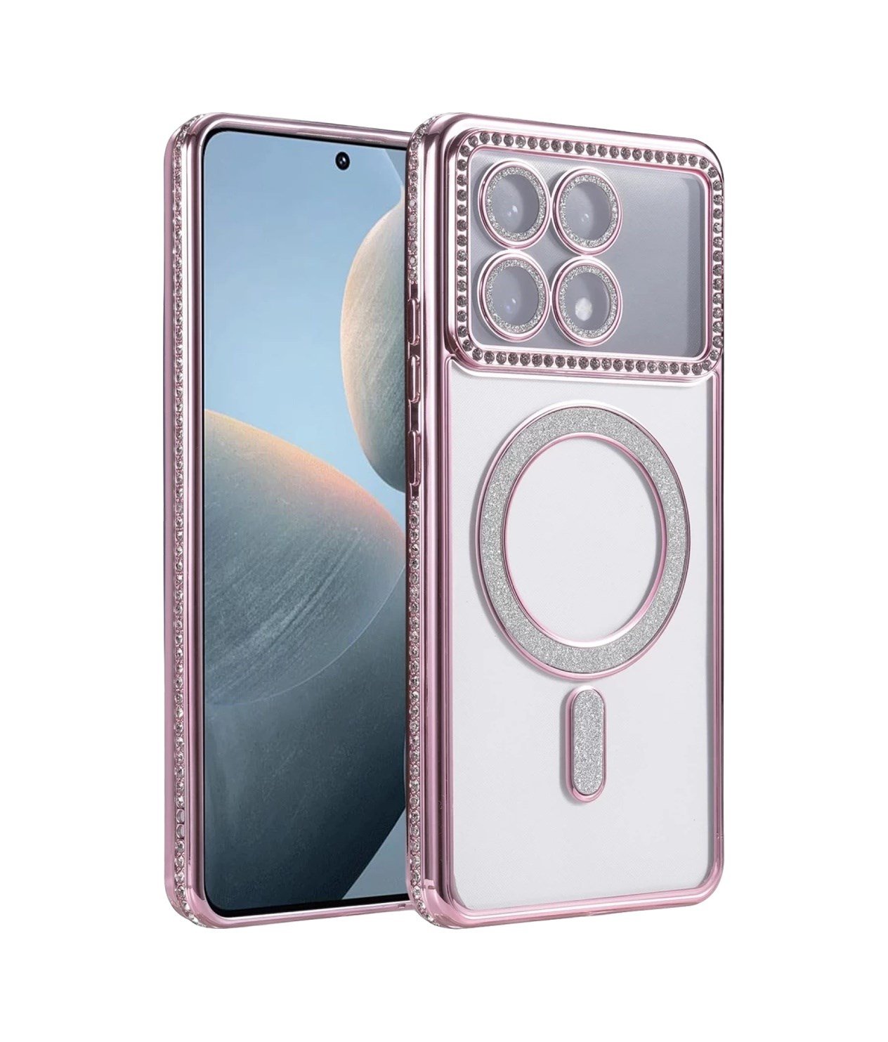 Xiaomi Poco X6 Pro Uyumlu Joke Simli Magneticsafe Kılıf - Pembe Belirtilmemiş