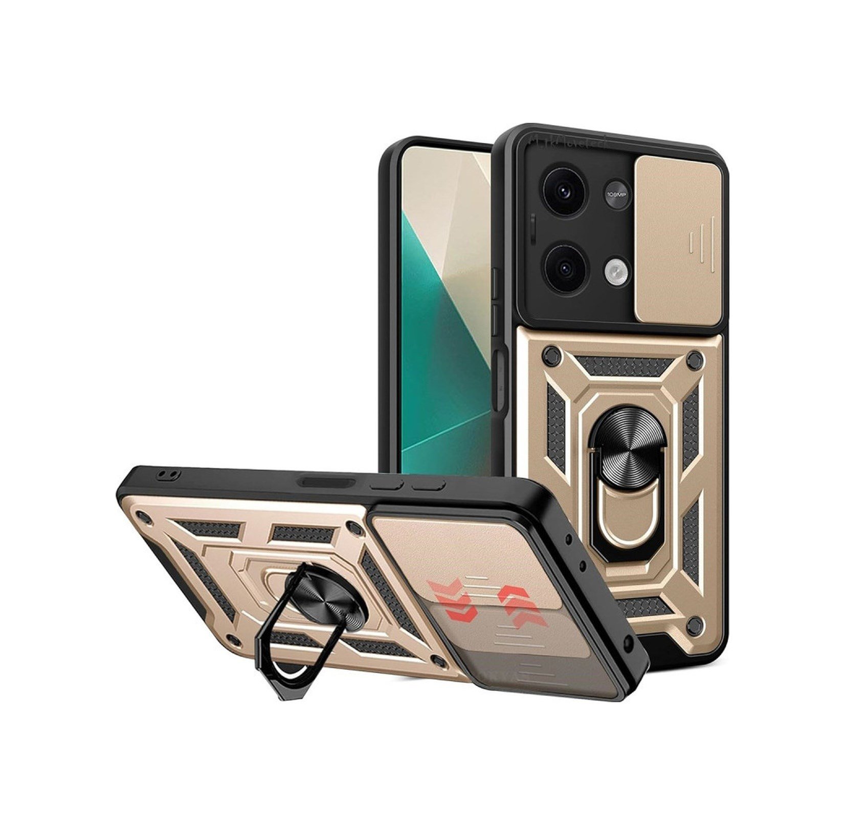 Xiaomi Poco X6 Uyumlu Kılıf Pars Lens Yüzüklü Silikon - Gold Belirtilmemiş