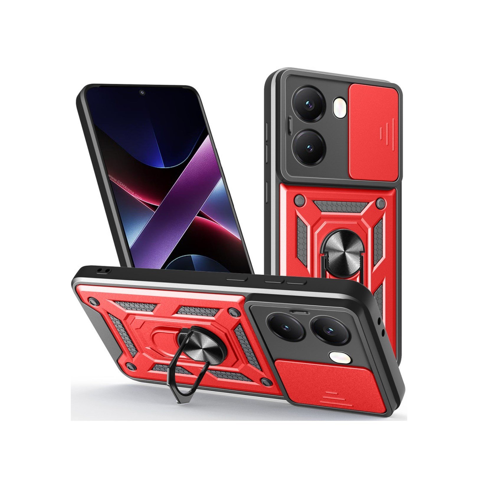 Xiaomi Poco X7 Pro Uyumlu Kılıf Pars Lens Yüzüklü Silikon - Kırmızı Belirtilmemiş