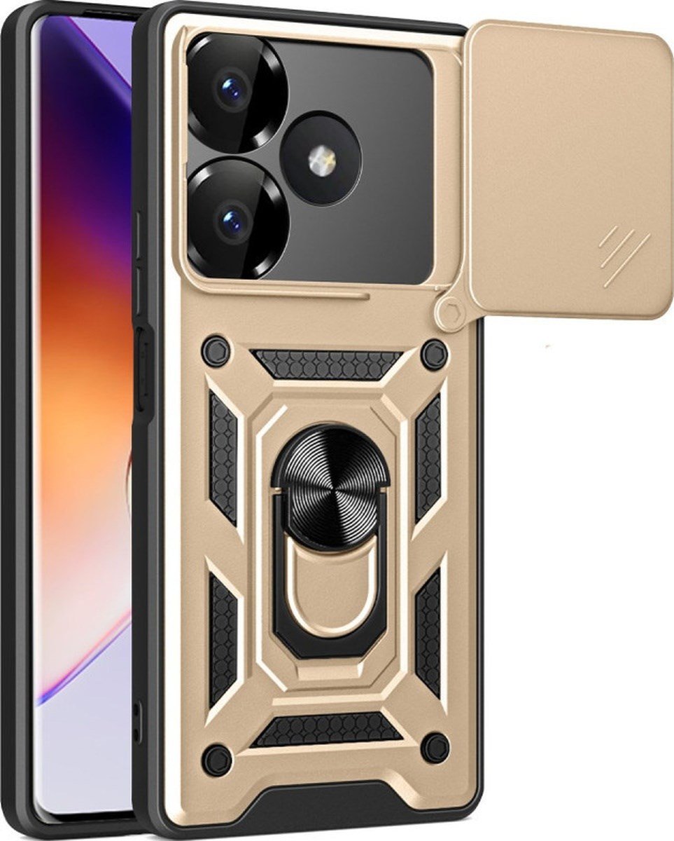 Xiaomi Redmi 13 4g Uyumlu Kılıf Pars Lens Yüzüklü Silikon - Gold Belirtilmemiş