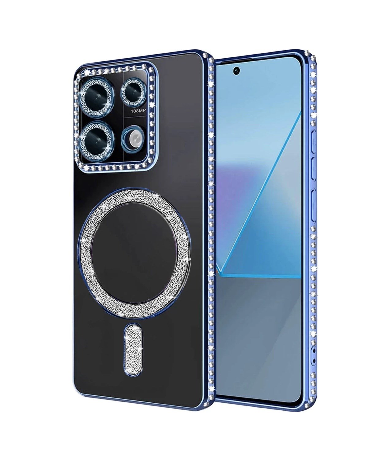 Xiaomi Redmi 13c Uyumlu Joke Simli Magneticsafe Kılıf - Mavi Belirtilmemiş