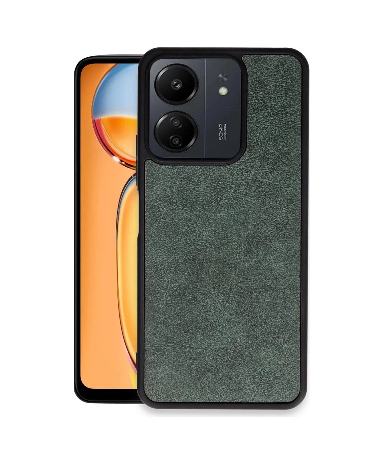 Xiaomi Redmi 13c Uyumlu Kılıf Aras Deri Kapak - Koyu Yeşil Belirtilmemiş