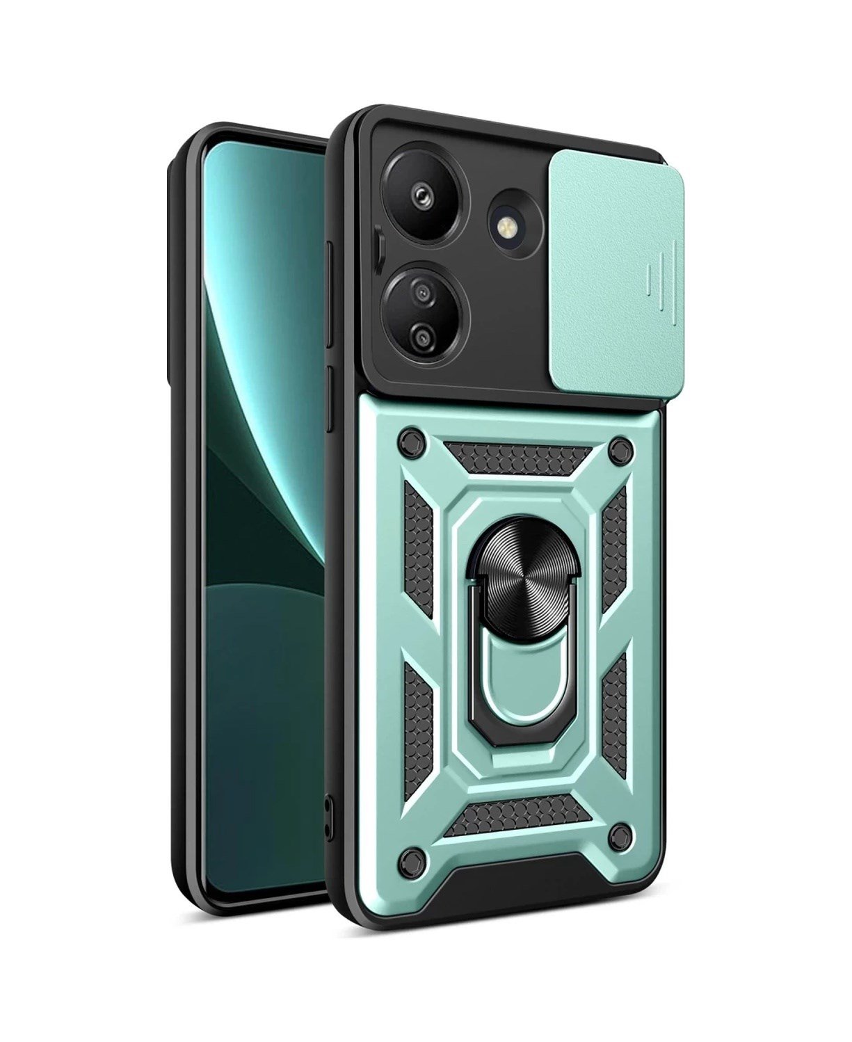 Xiaomi Redmi 13c Uyumlu Kılıf Pars Lens Yüzüklü Silikon - Yeşil Belirtilmemiş