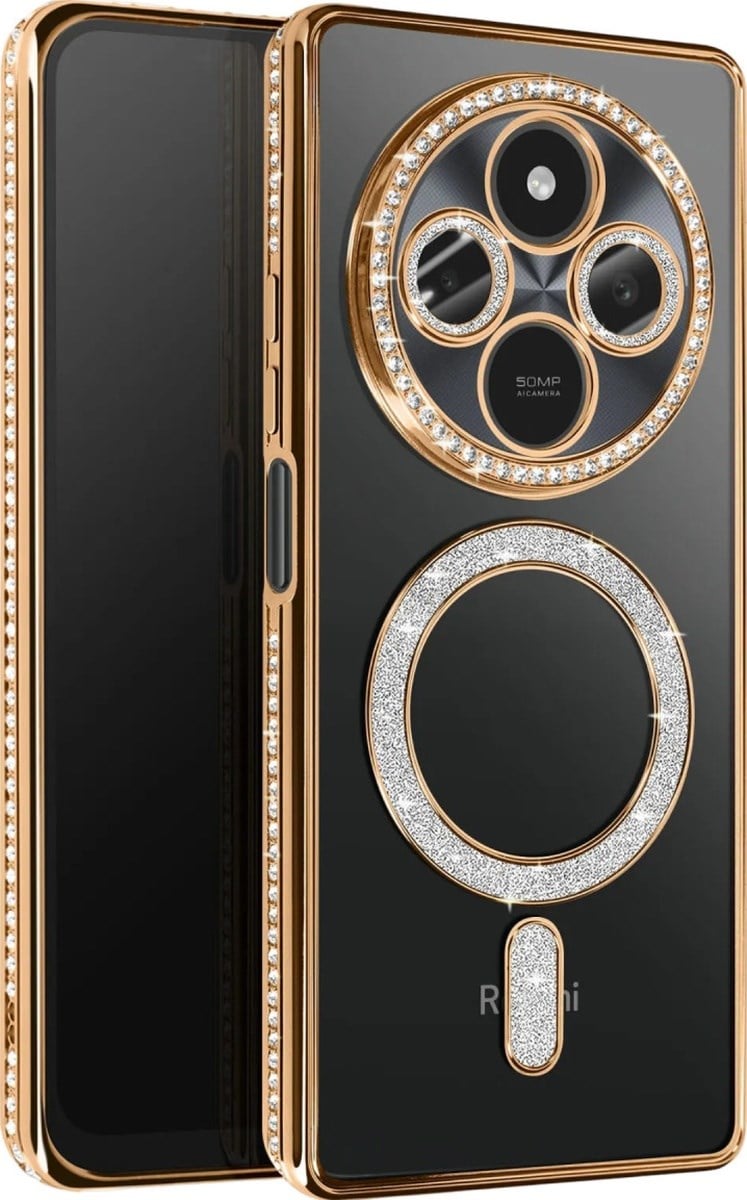 Xiaomi Redmi 14c Uyumlu Joke Simli Magneticsafe Kılıf - Gold Belirtilmemiş