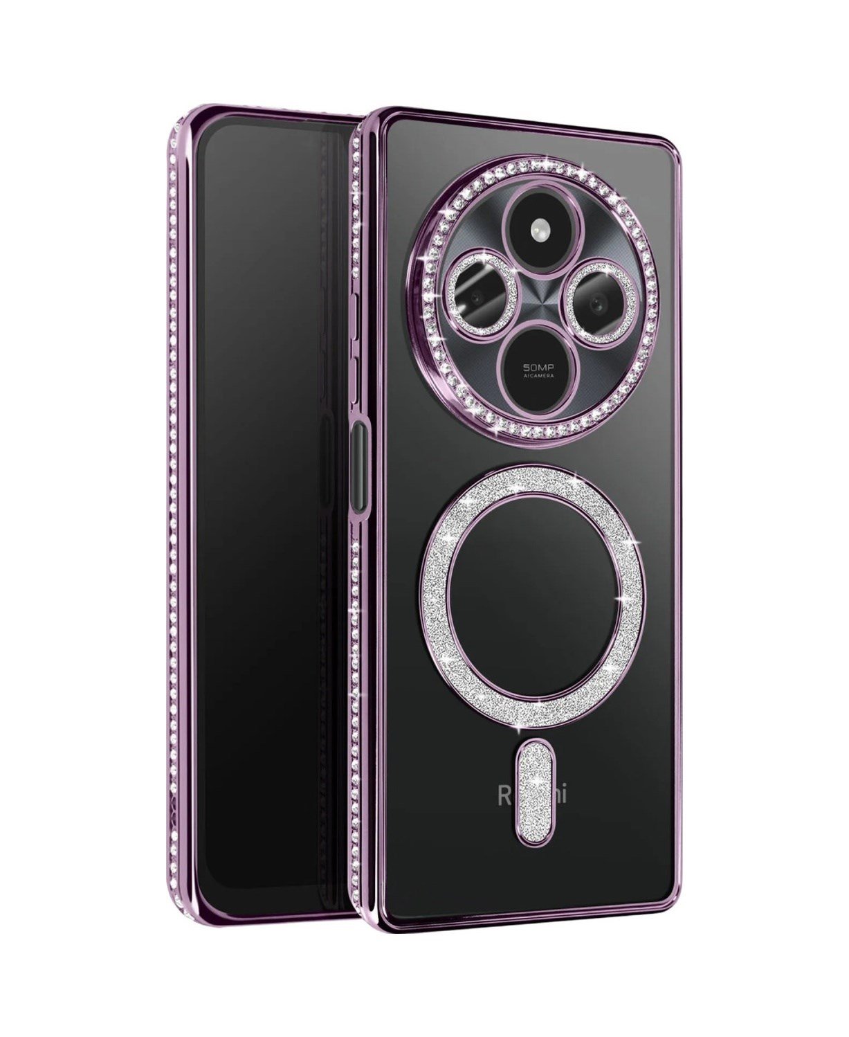 Xiaomi Redmi 14c Uyumlu Joke Simli Magneticsafe Kılıf - Derin Mor Belirtilmemiş