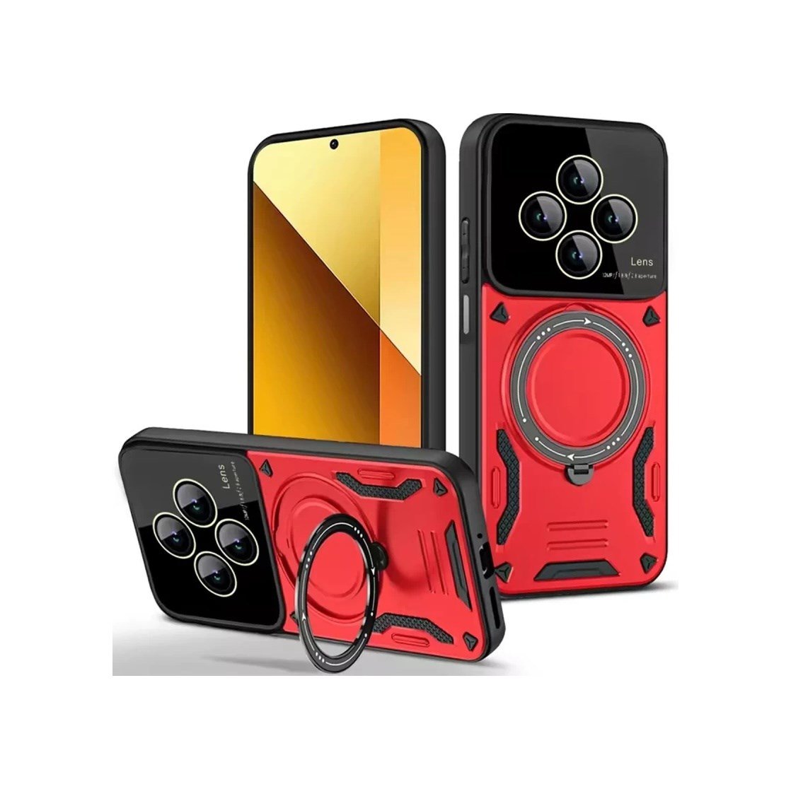 Xiaomi Redmi 14c Uyumlu Kılıf Joy Lens Standlı Kapak - Kırmızı Belirtilmemiş