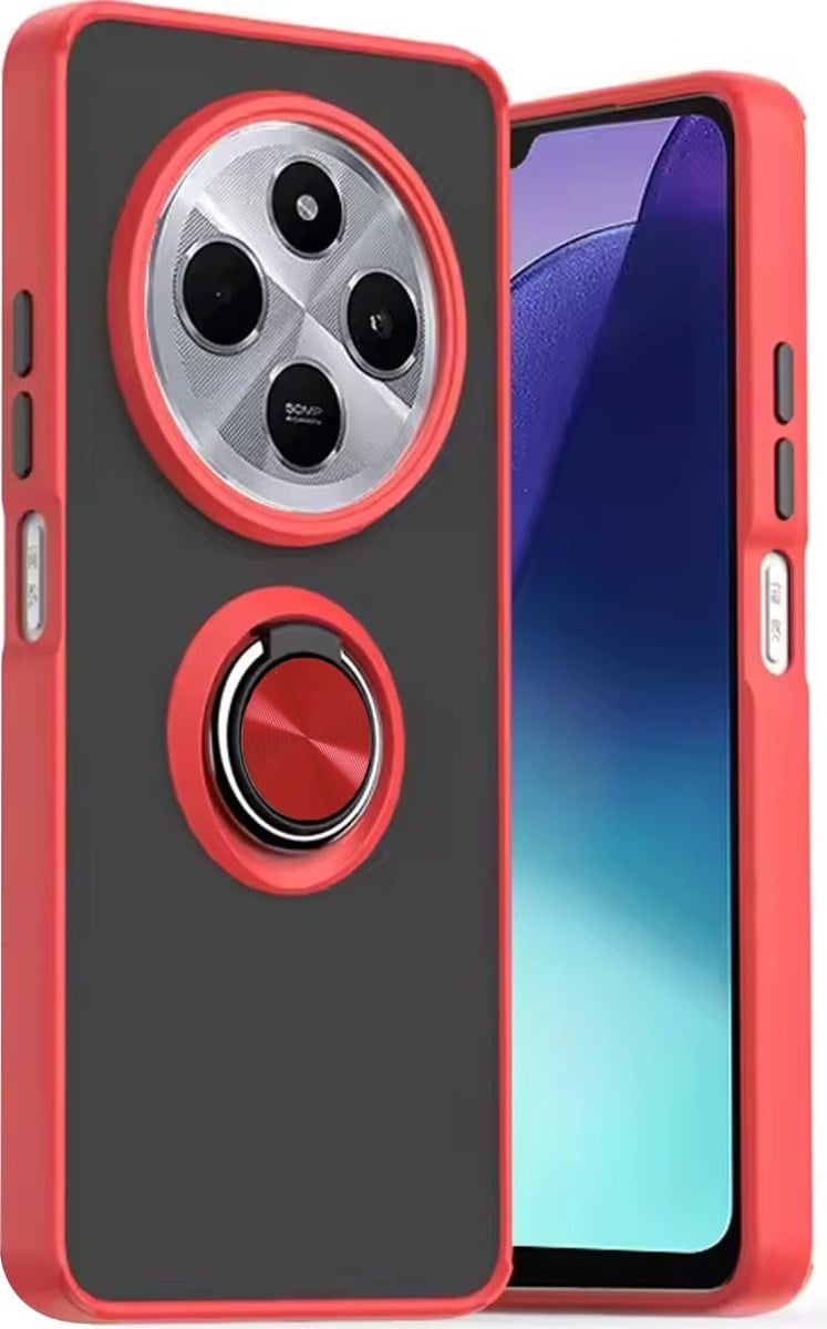 Xiaomi Redmi 14c Uyumlu Kılıf Montreal Yüzüklü Silikon Kapak - Kırmızı Belirtilmemiş