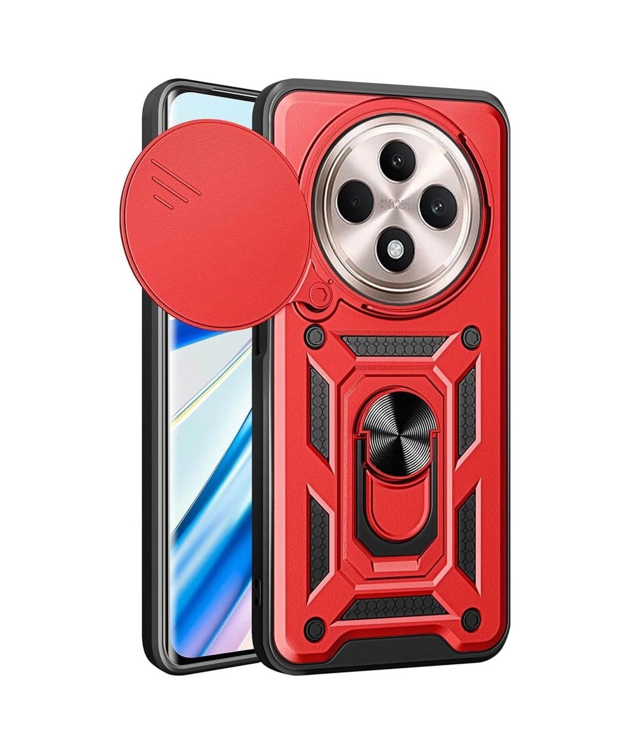 Xiaomi Redmi 14c Uyumlu Kılıf Pars Lens Yüzüklü Silikon - Kırmızı Belirtilmemiş