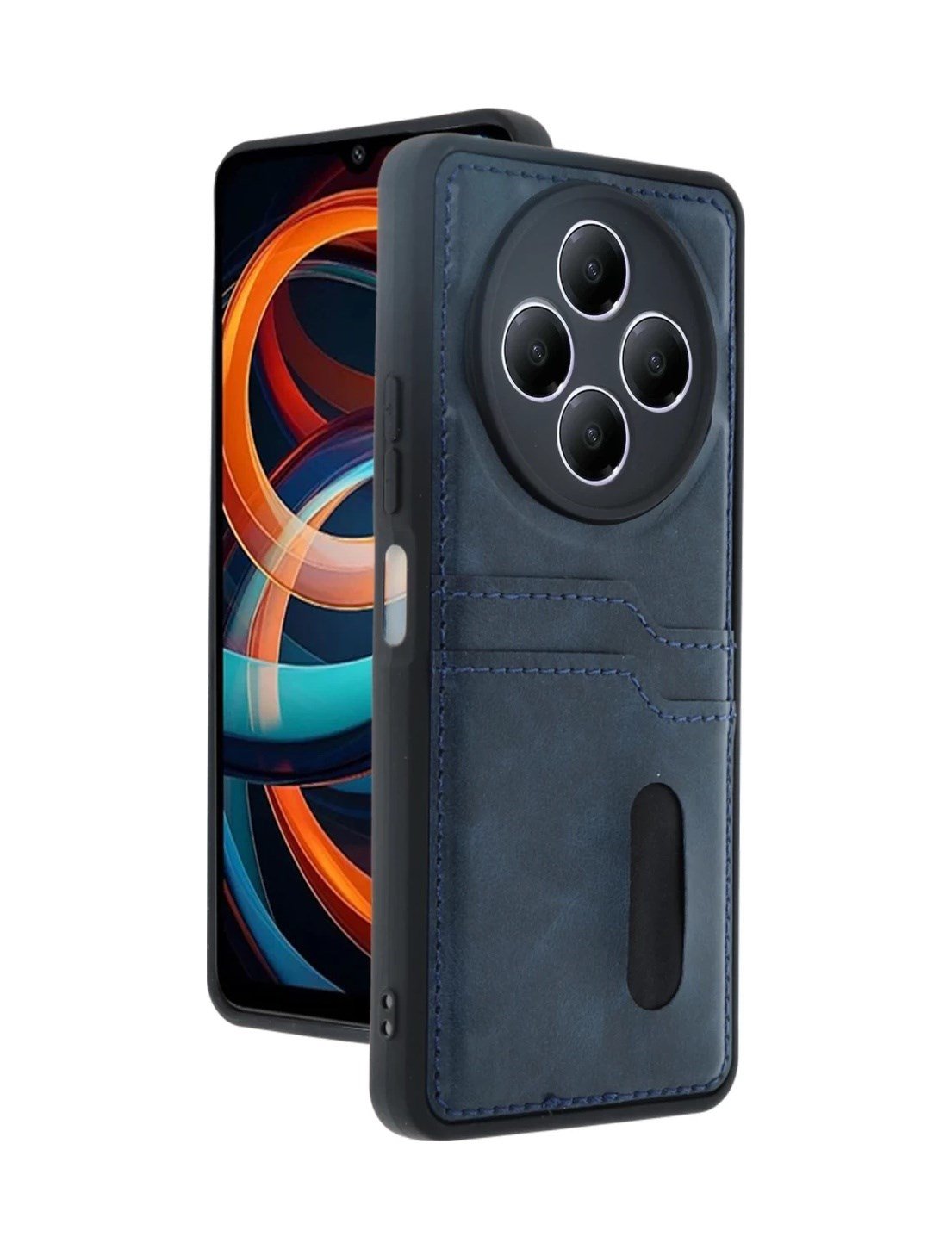 Xiaomi Redmi 14c Uyumlu Kılıf Sara Kartvizitli Deri Kılıf - Lacivert Belirtilmemiş
