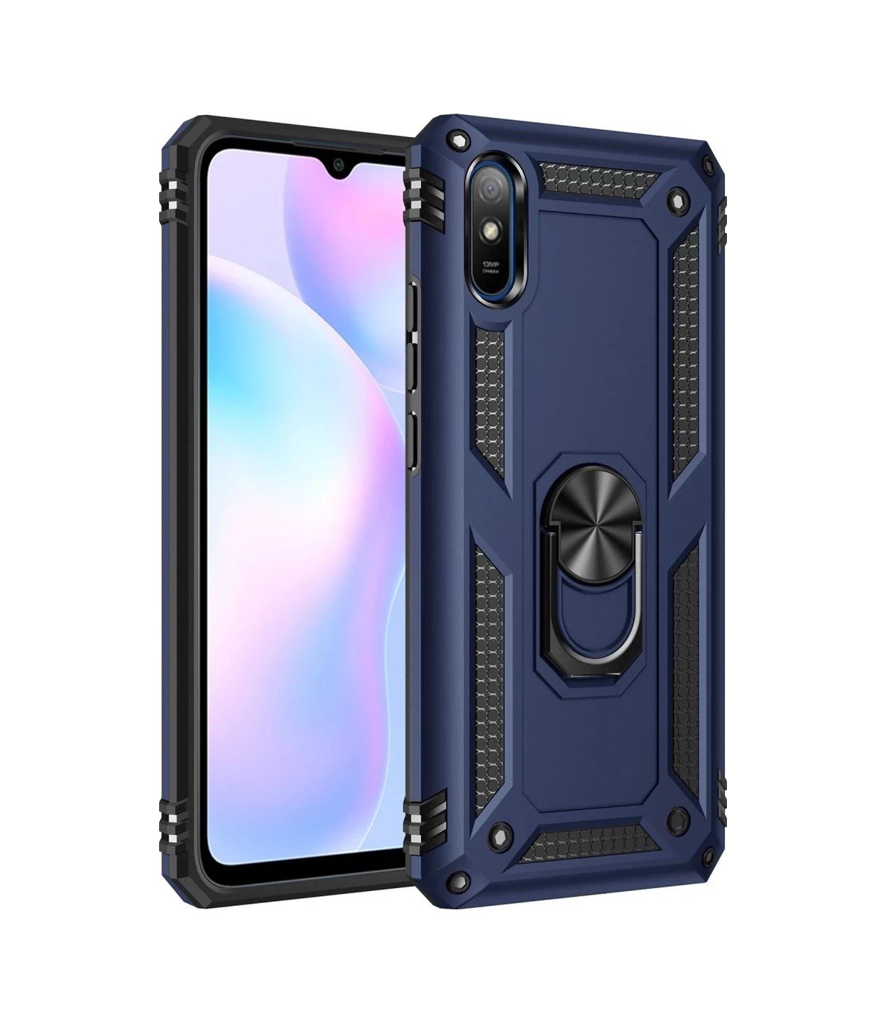 Xiaomi Redmi 9a Uyumlu Kılıf Sofya Yüzüklü Silikon Kapak - Lacivert Belirtilmemiş