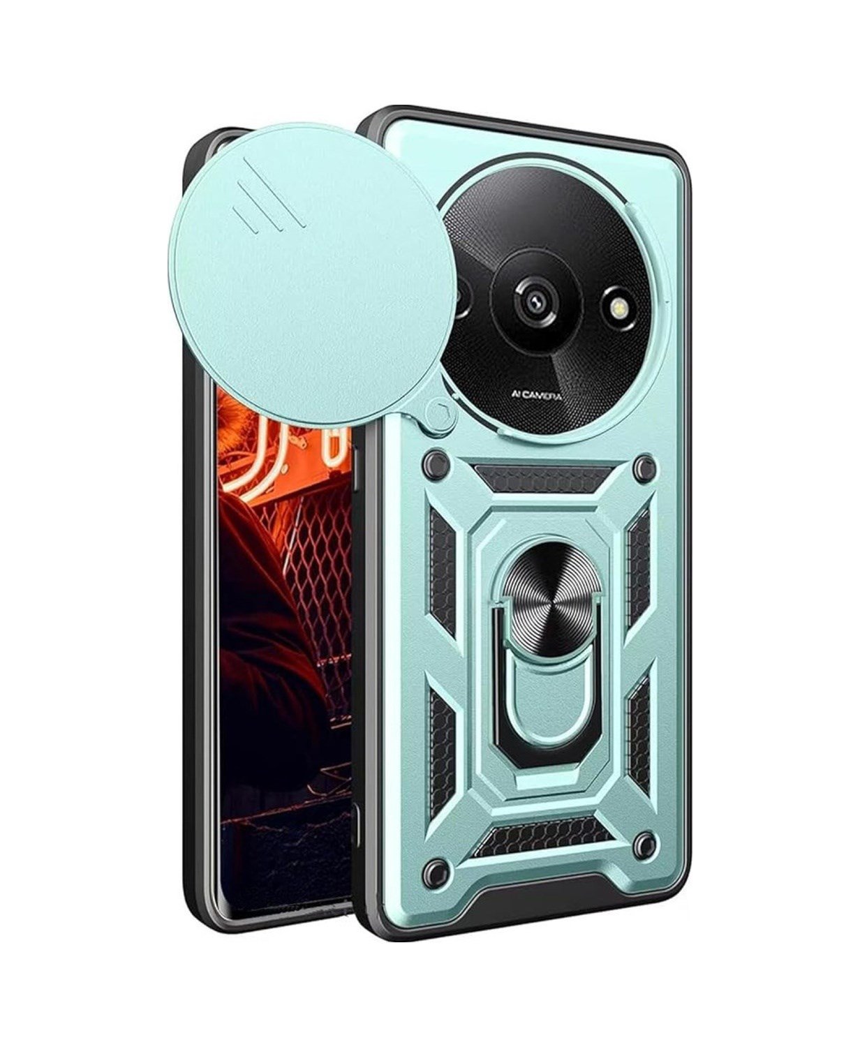 Xiaomi Redmi A3 4g Uyumlu Kılıf Pars Lens Yüzüklü Silikon - Yeşil Belirtilmemiş