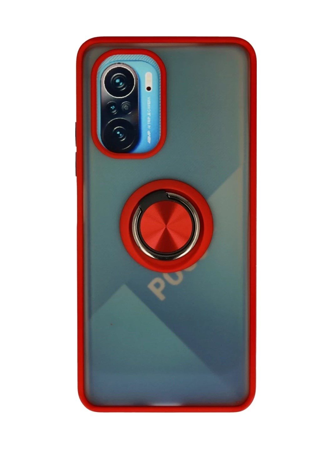 Xiaomi Redmi K40 Uyumlu Kılıf Montreal Yüzüklü Silikon Kapak - Kırmızı Belirtilmemiş