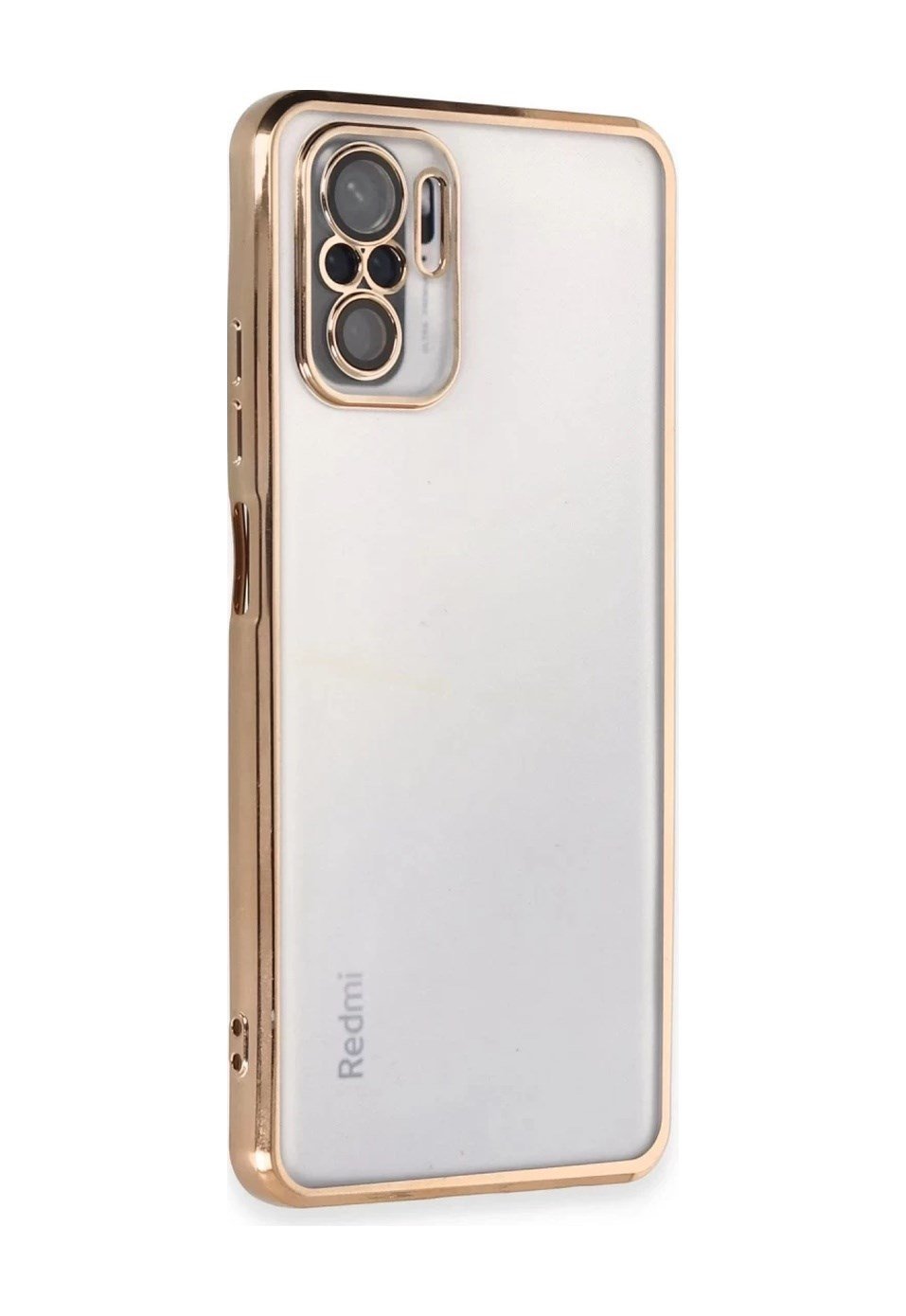 Xiaomi Redmi Note 10 Uyumlu Kılıf Lensli Silikon - Gold Belirtilmemiş