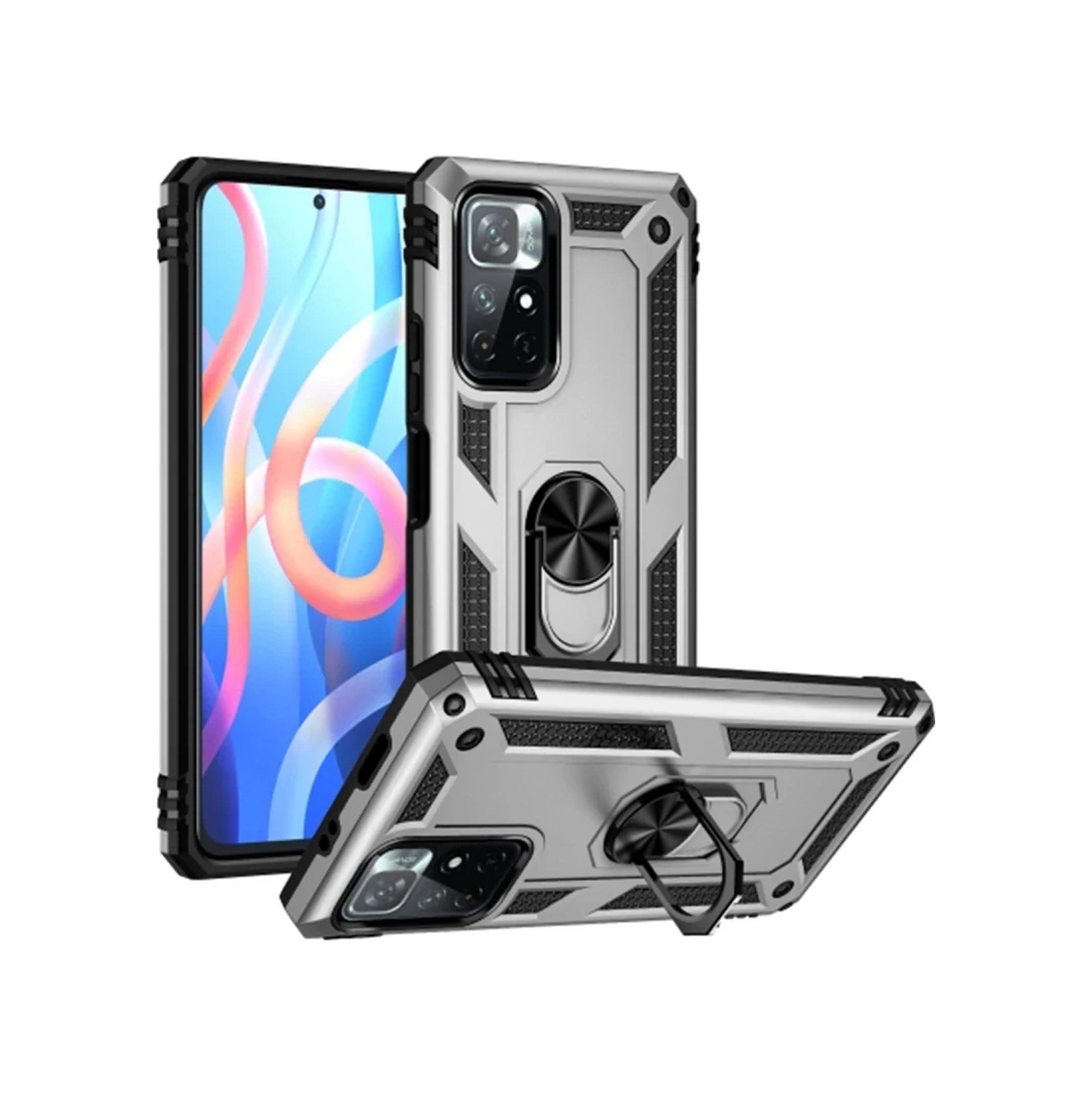 Xiaomi Redmi Note 11t Kılıf Sofya Yüzüklü Silikon Kapak - Gümüş 0.2M-Çok Renkli