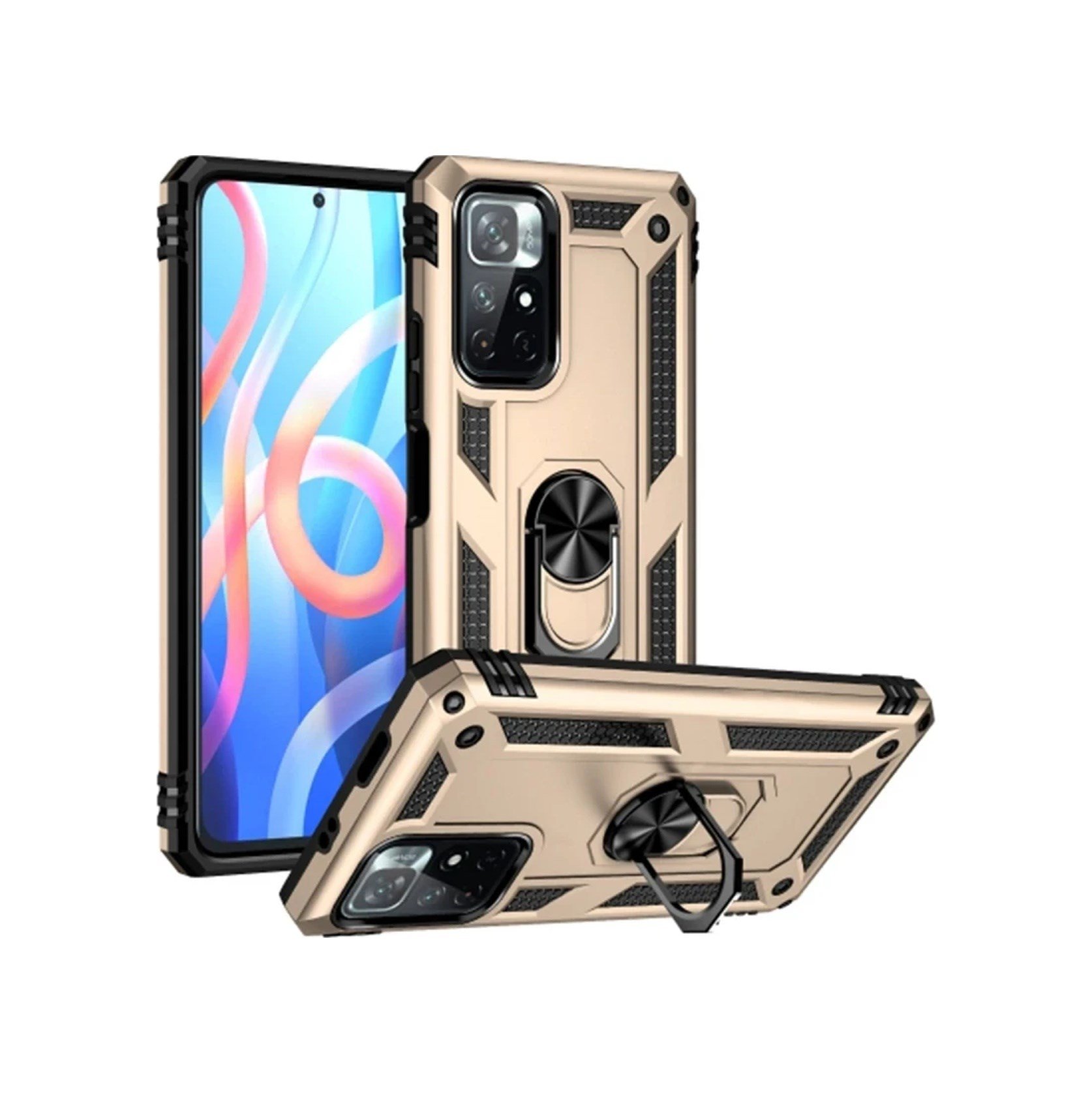 Xiaomi Redmi Note 11t Kılıf Sofya Yüzüklü Silikon Kapak - Gold 0.2M-Çok Renkli