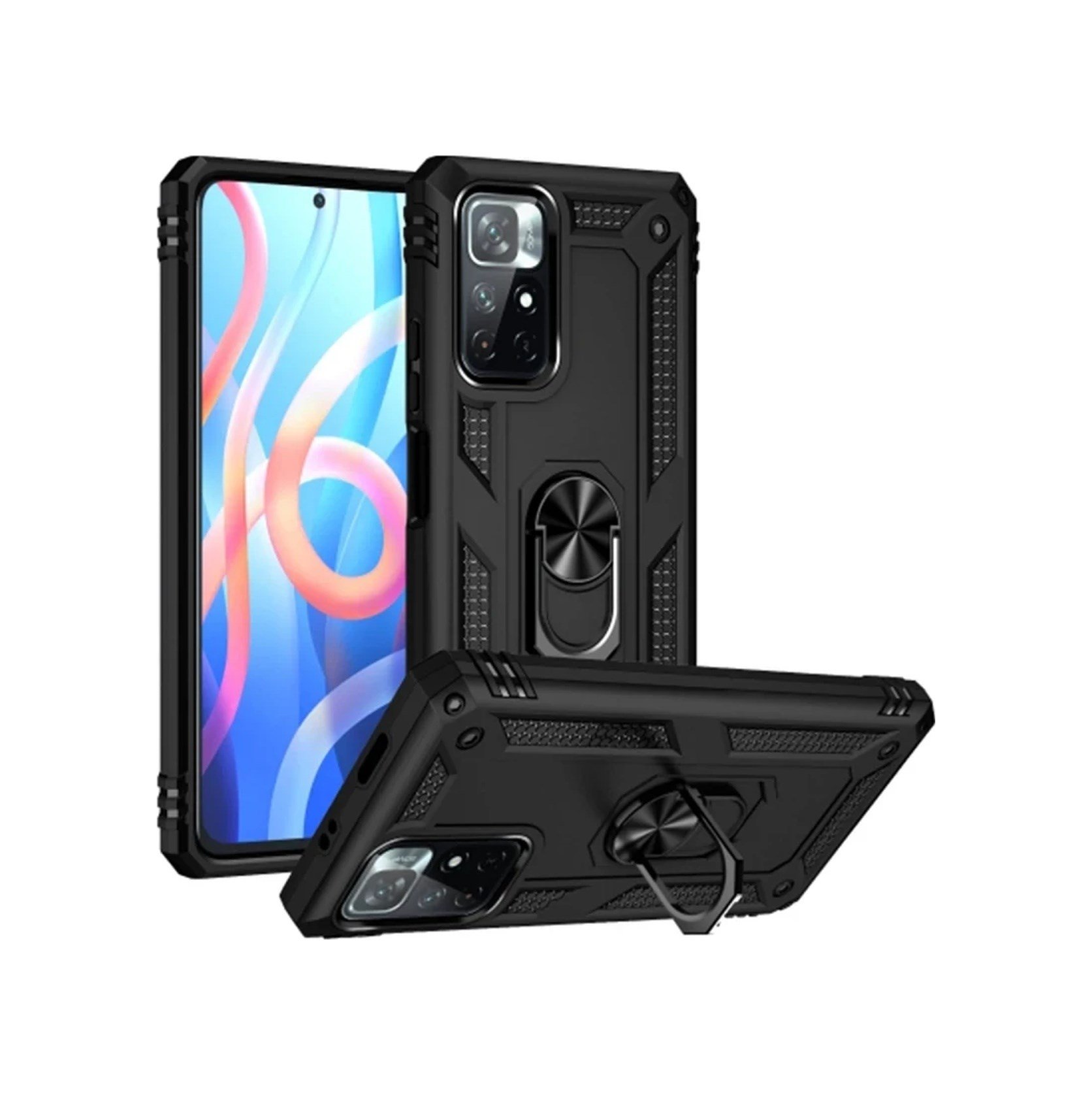 Xiaomi Redmi Note 11t Kılıf Sofya Yüzüklü Silikon Kapak - Siyah 0.2M-Çok Renkli