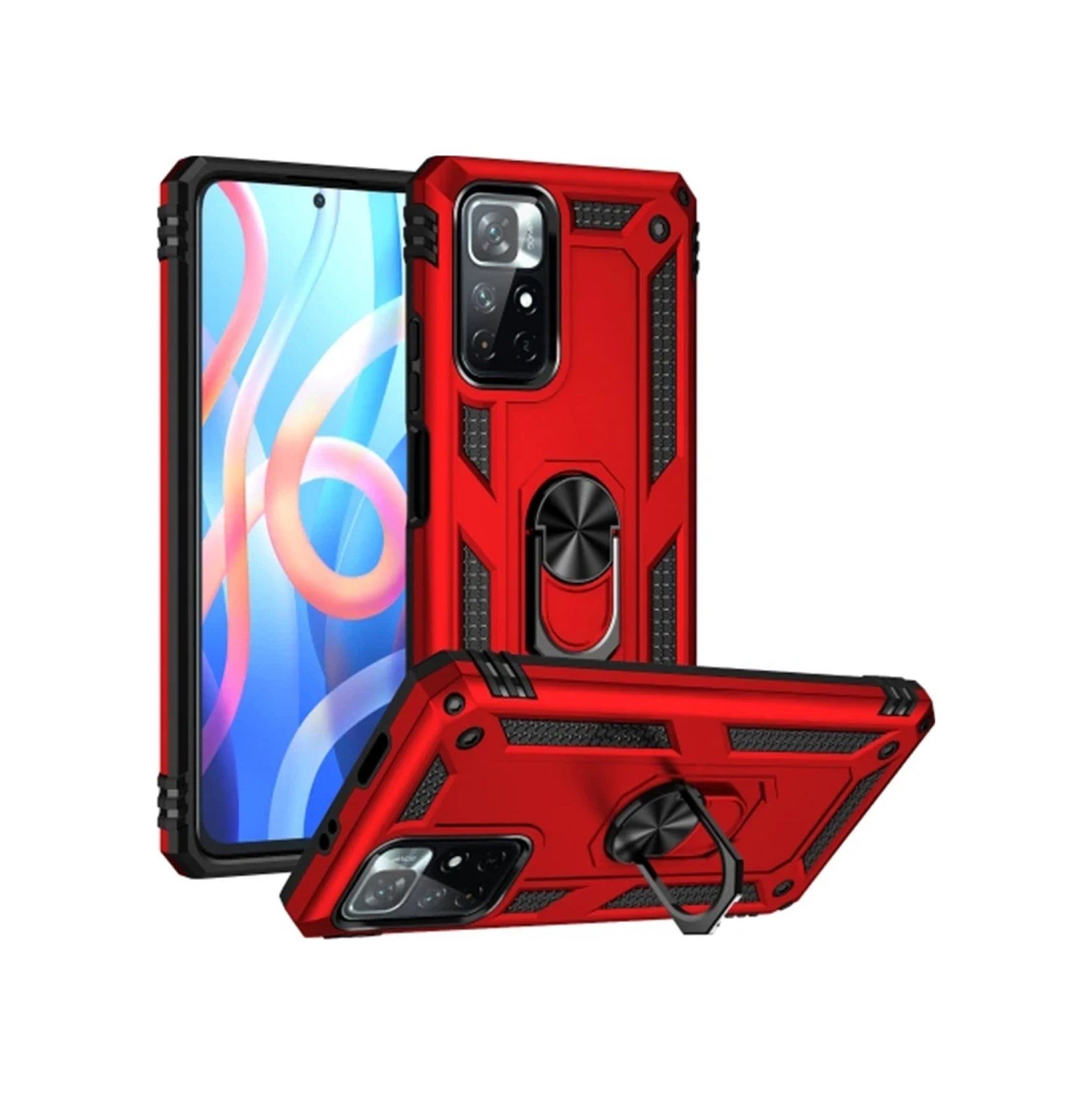 Xiaomi Redmi Note 11t Kılıf Sofya Yüzüklü Silikon Kapak - Kırmızı 0.2M-Çok Renkli