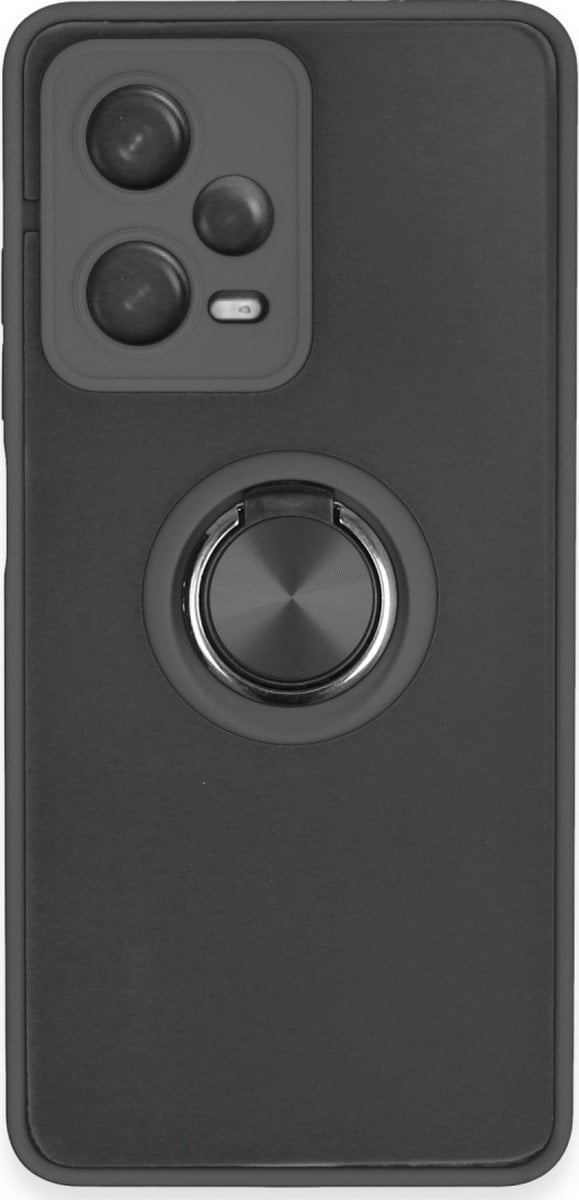 Xiaomi Redmi Note 12 5g Uyumlu Kılıf Montreal Yüzüklü Silikon Kapak - Siyah Belirtilmemiş