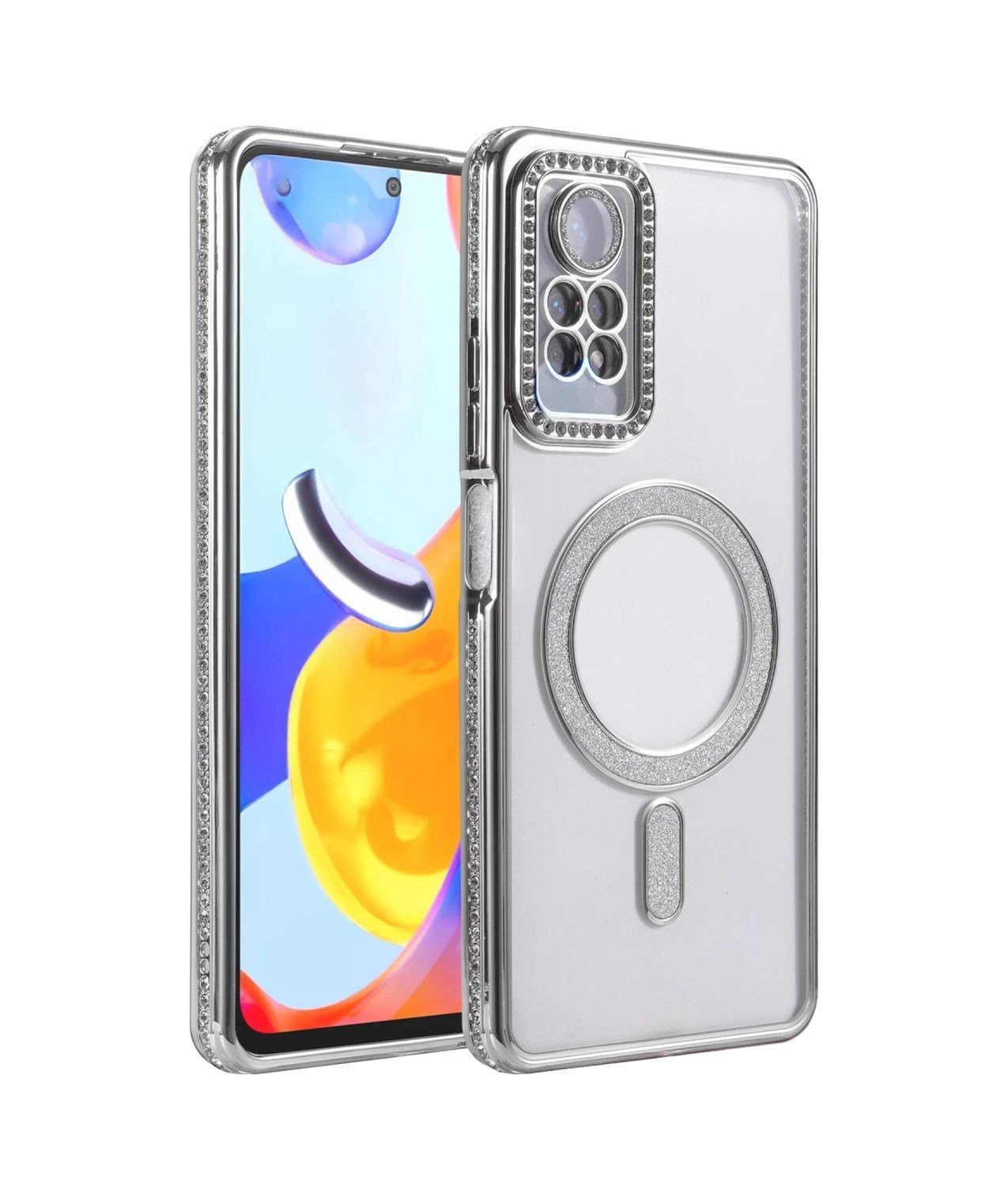 Xiaomi Redmi Note 12 Pro 4g Uyumlu Joke Simli Magneticsafe Kılıf - Gümüş Belirtilmemiş