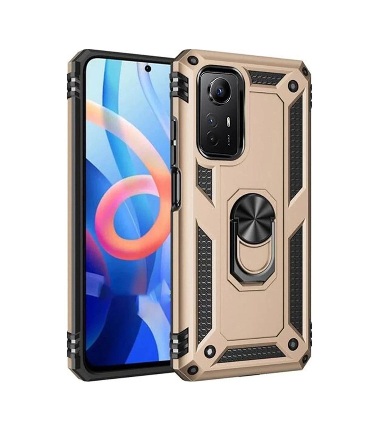 Xiaomi Redmi Note 12s Uyumlu Kılıf Sofya Yüzüklü Silikon Kapak - Gold Belirtilmemiş