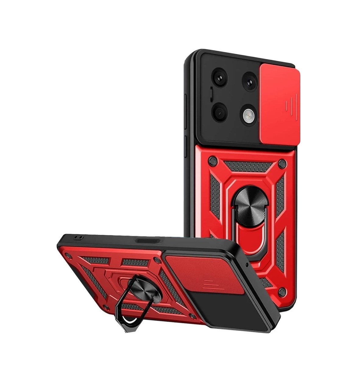 Xiaomi Redmi Note 13 4g Uyumlu Kılıf Pars Lens Yüzüklü Silikon - Kırmızı Belirtilmemiş