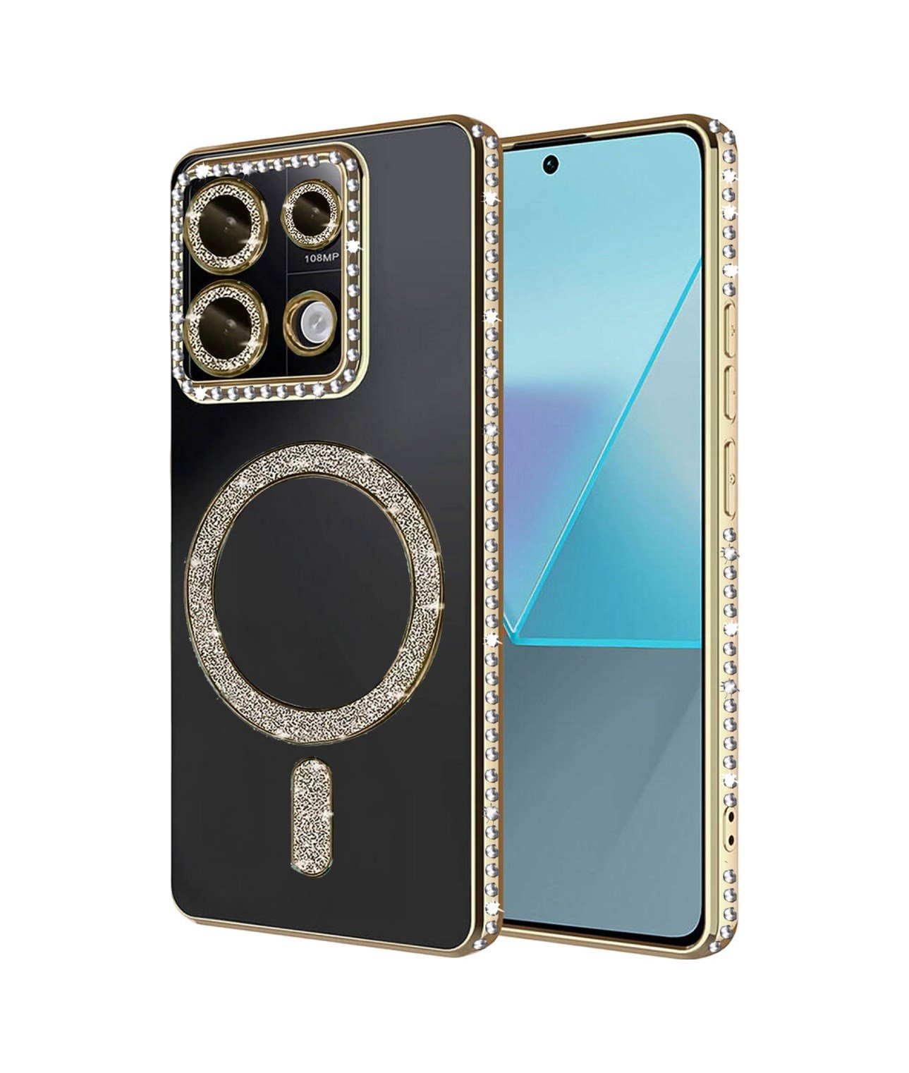 Xiaomi Redmi Note 13 Pro 4g Uyumlu Joke Simli Magneticsafe Kılıf - Gold Belirtilmemiş