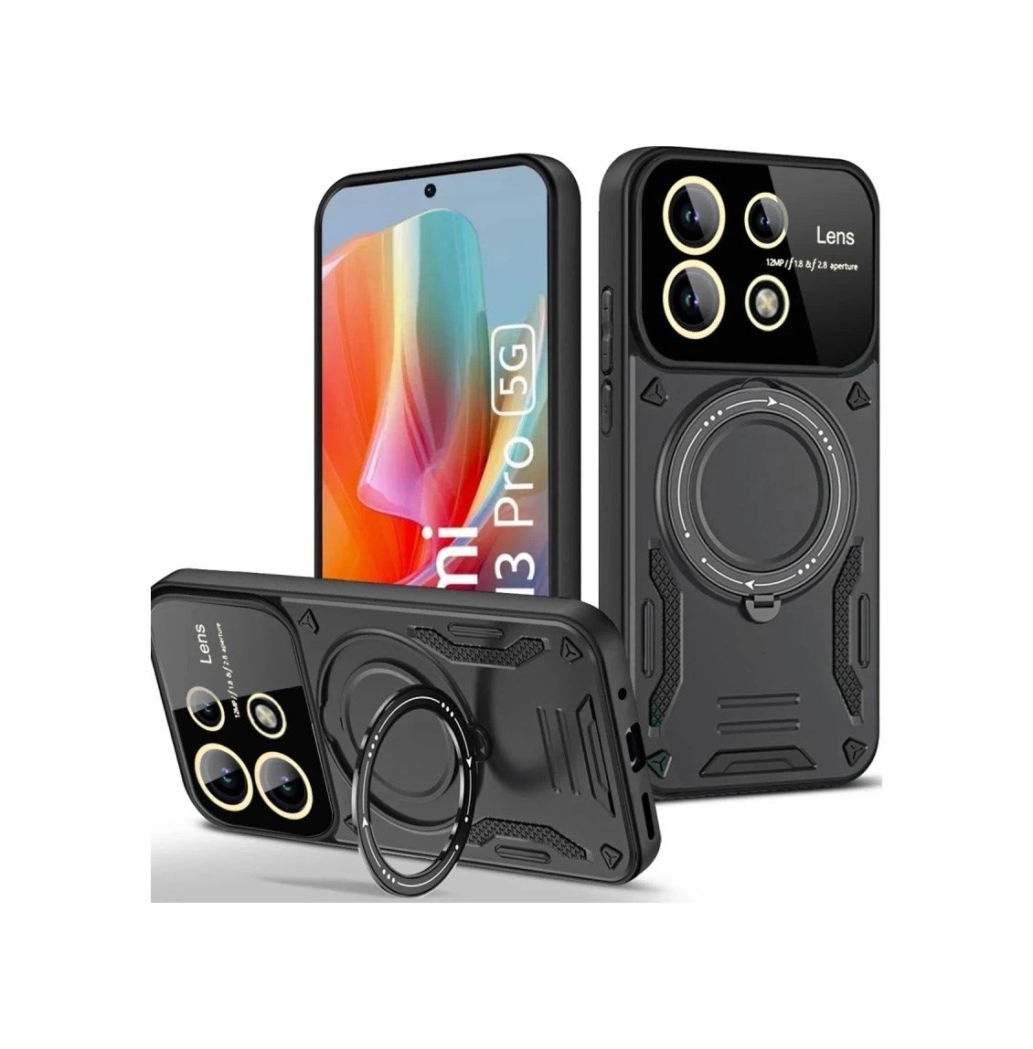 Xiaomi Redmi Note 13 Pro 5g Uyumlu Kılıf Joy Lens Standlı Kapak - Siyah Belirtilmemiş