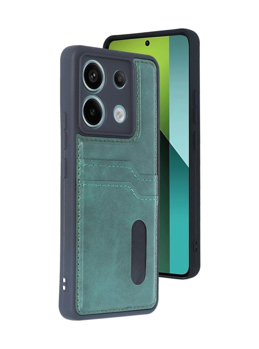 Xiaomi Redmi Note 13 Pro 5g Uyumlu Kılıf Sara Kartvizitli Deri Kılıf - Koyu Yeşil Belirtilmemiş