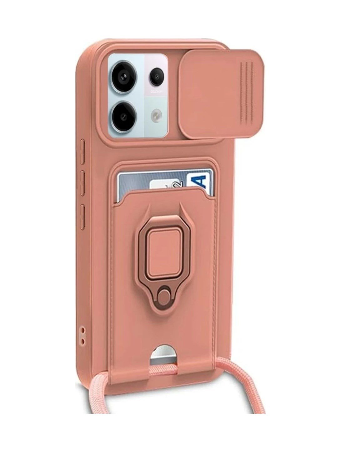 Xiaomi Redmi Note 13 Pro 5g Uyumlu Kılıf Zuma Kartvizitli Yüzüklü Silikon - Pembe Belirtilmemiş