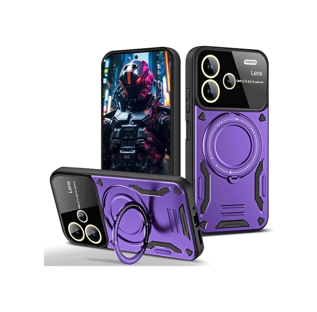 Xiaomi Redmi Note 13 Pro Plus Uyumlu Joy Lens Standlı Kapak - Mor Belirtilmemiş