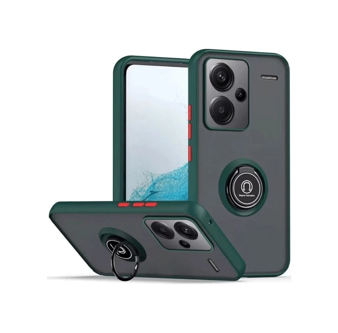 Xiaomi Redmi Note 13 Pro Plus Uyumlu Kılıf Montreal Yüzüklü Silikon Kapak - Yeşil Belirtilmemiş