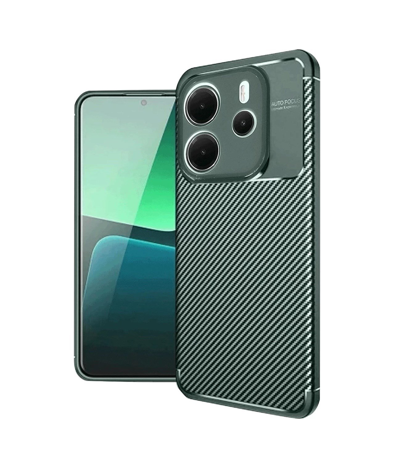 Xiaomi Redmi Note 14 4g Uyumlu Kılıf Auto Focus Karbon Kapak - Koyu Yeşil Belirtilmemiş