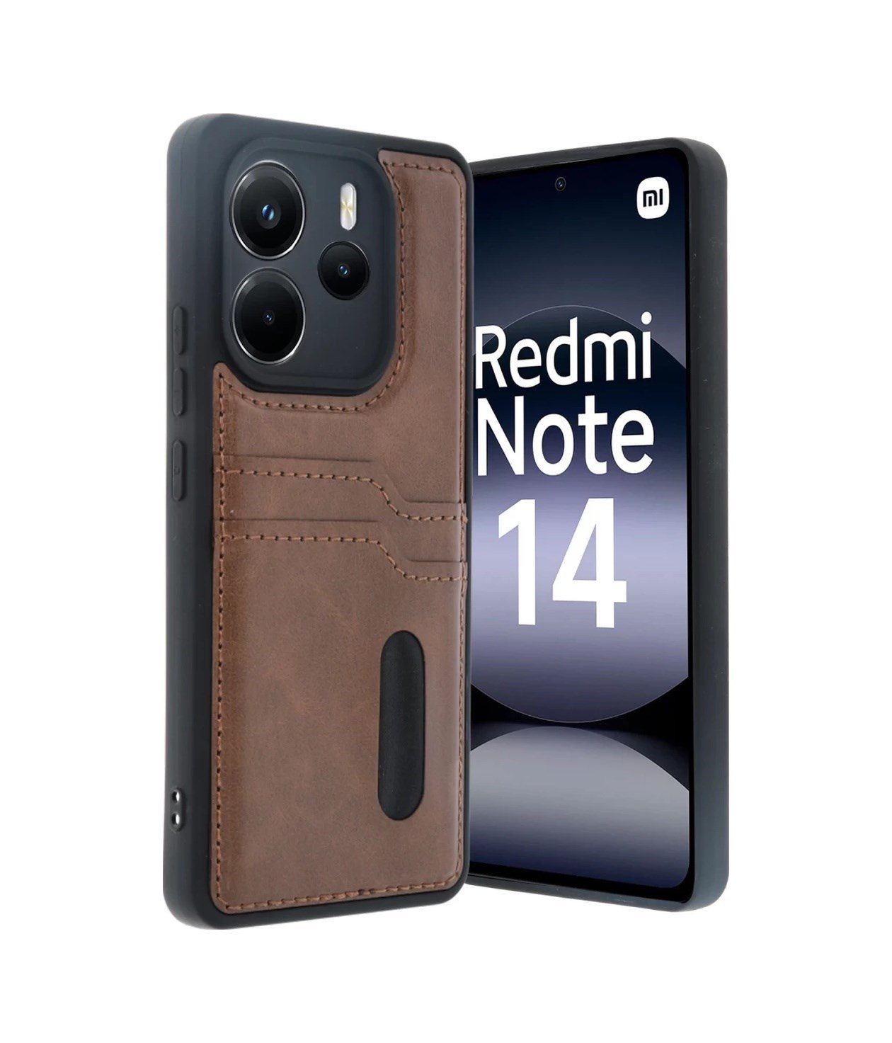 Xiaomi Redmi Note 14 4g Uyumlu Kılıf Sara Kartvizitli Deri Kılıf - Taba Belirtilmemiş