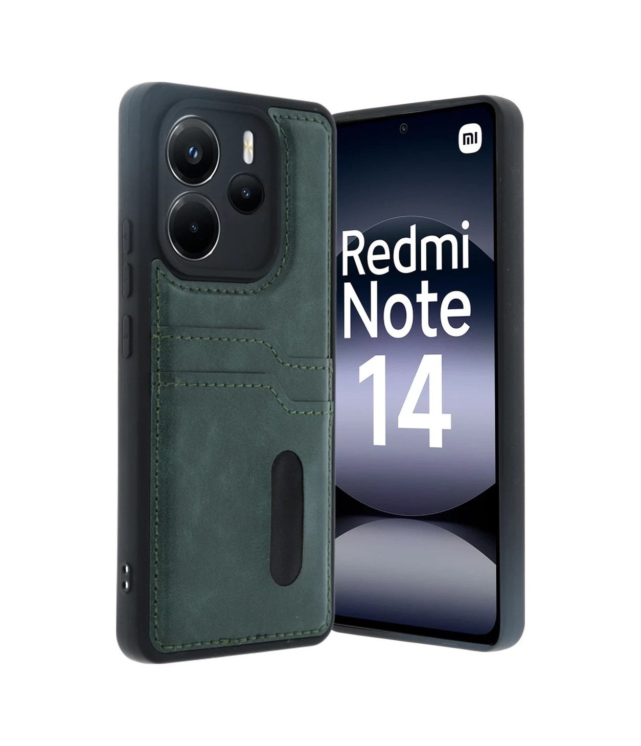 Xiaomi Redmi Note 14 4g Uyumlu Kılıf Sara Kartvizitli Deri Kılıf - Koyu Yeşil Belirtilmemiş