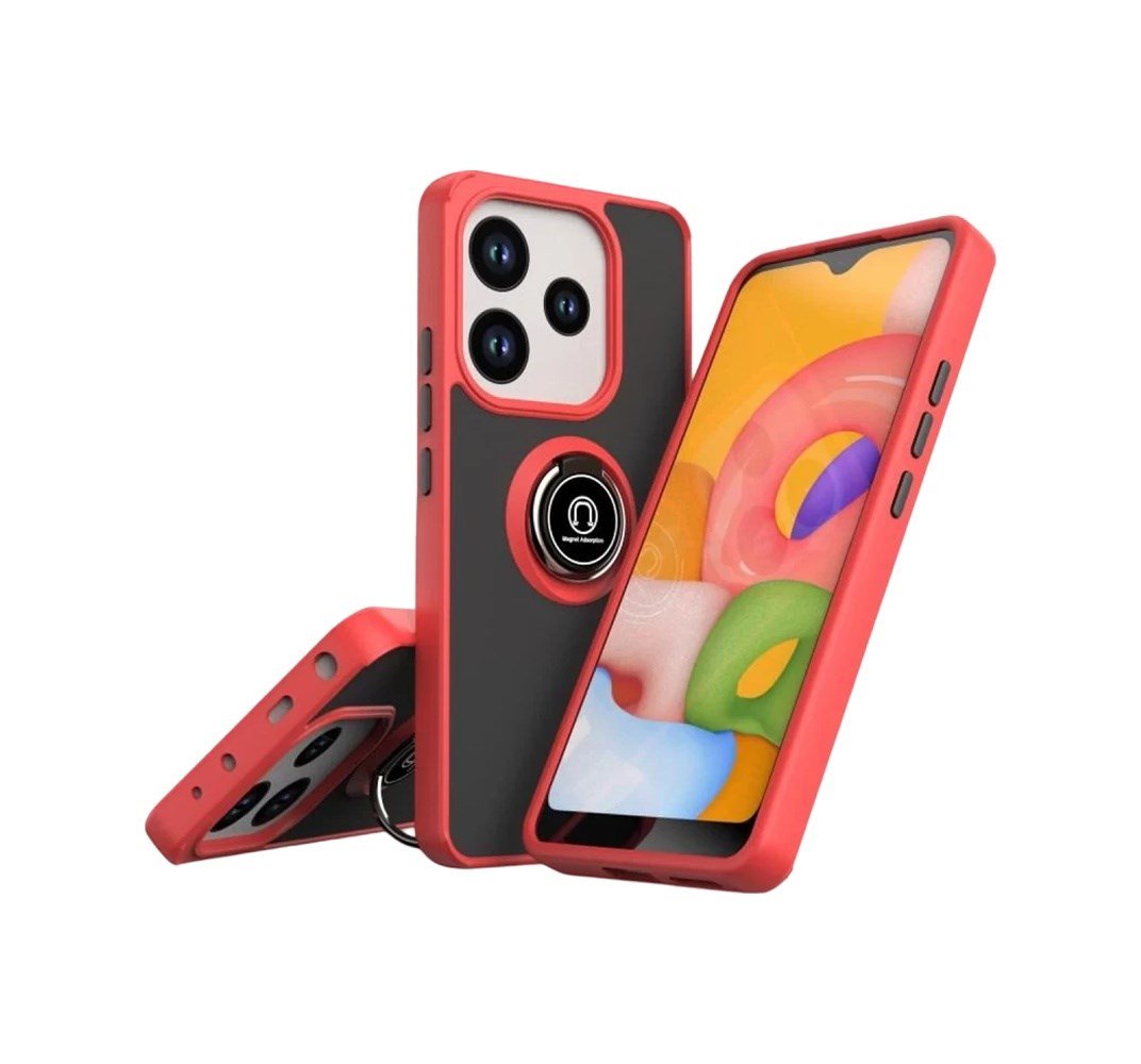 Xiaomi Redmi Note 14 4g Uyumlu Montreal Yüzüklü Silikon Kapak - Kırmızı Belirtilmemiş