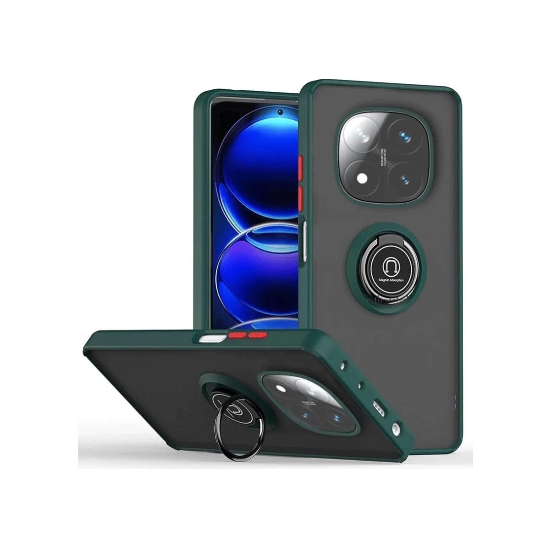 Xiaomi Redmi Note 14 Pro 4g Uyumlu Kılıf Montreal Yüzüklü Silikon Kapak - Yeşil Belirtilmemiş
