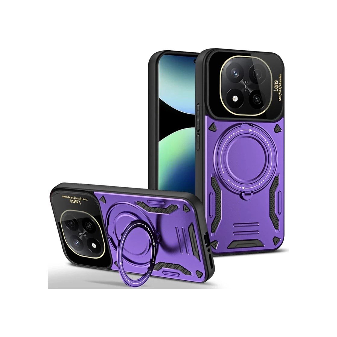 Xiaomi Redmi Note 14 Pro 5g Uyumlu Kılıf Joy Lens Standlı Kapak - Mor Belirtilmemiş
