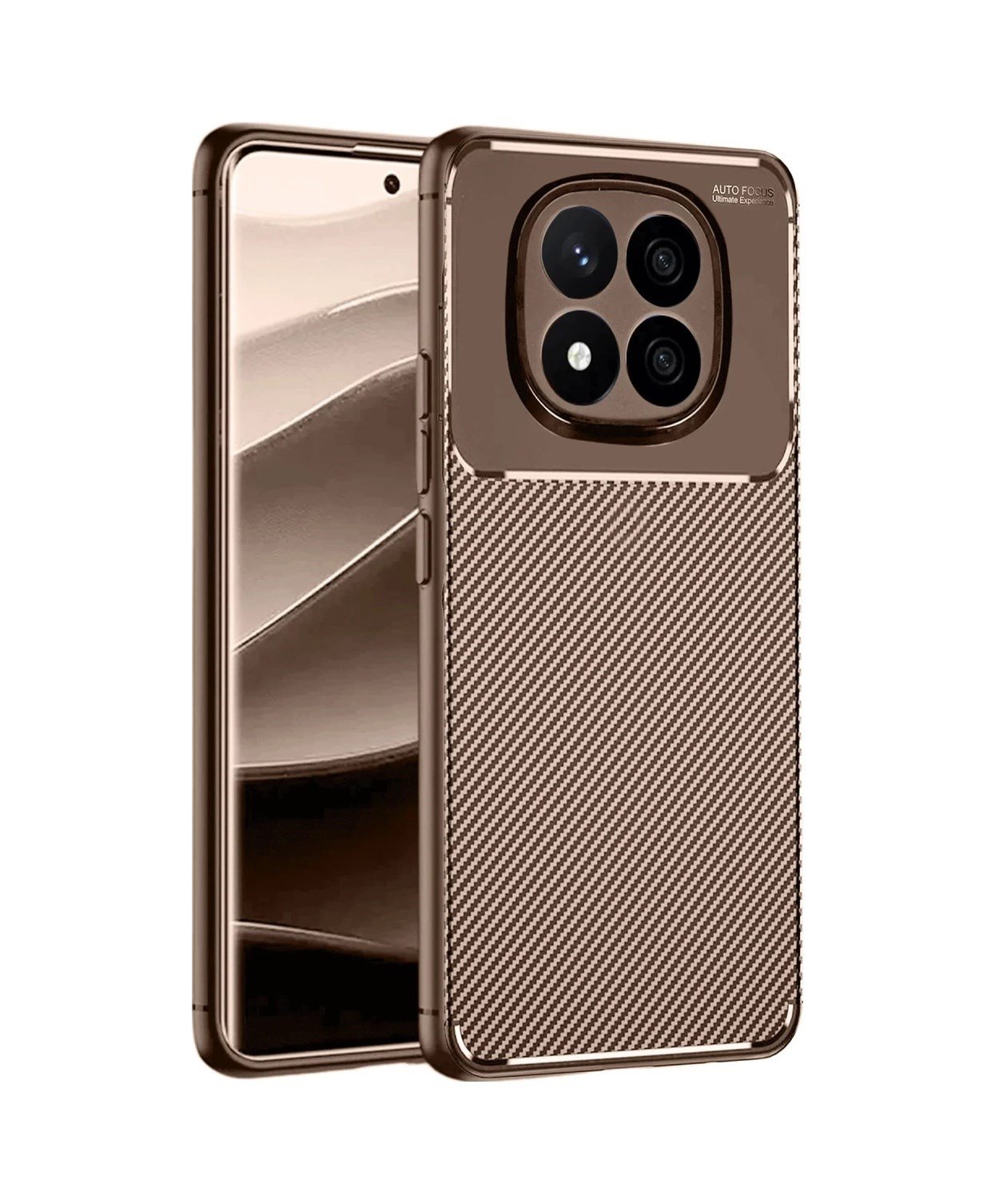 Xiaomi Redmi Note 14 Pro 5g Uyumlu Kılıf Auto Focus Karbon Kapak - Kahverengi Belirtilmemiş