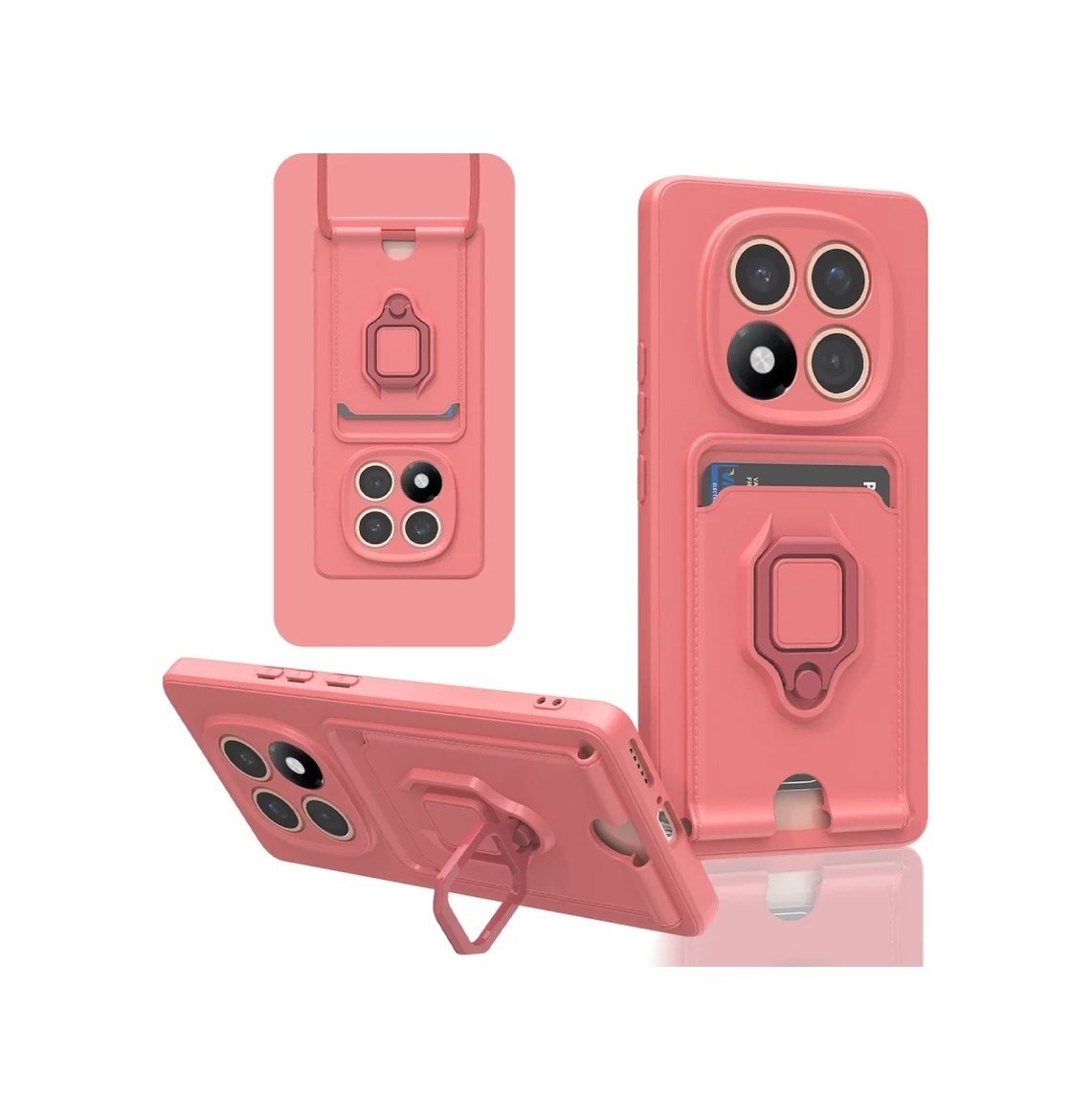 Xiaomi Redmi Note 14 Pro 5g Uyumlu Kılıf Zuma Kartvizitli Yüzüklü Silikon - Pembe Belirtilmemiş