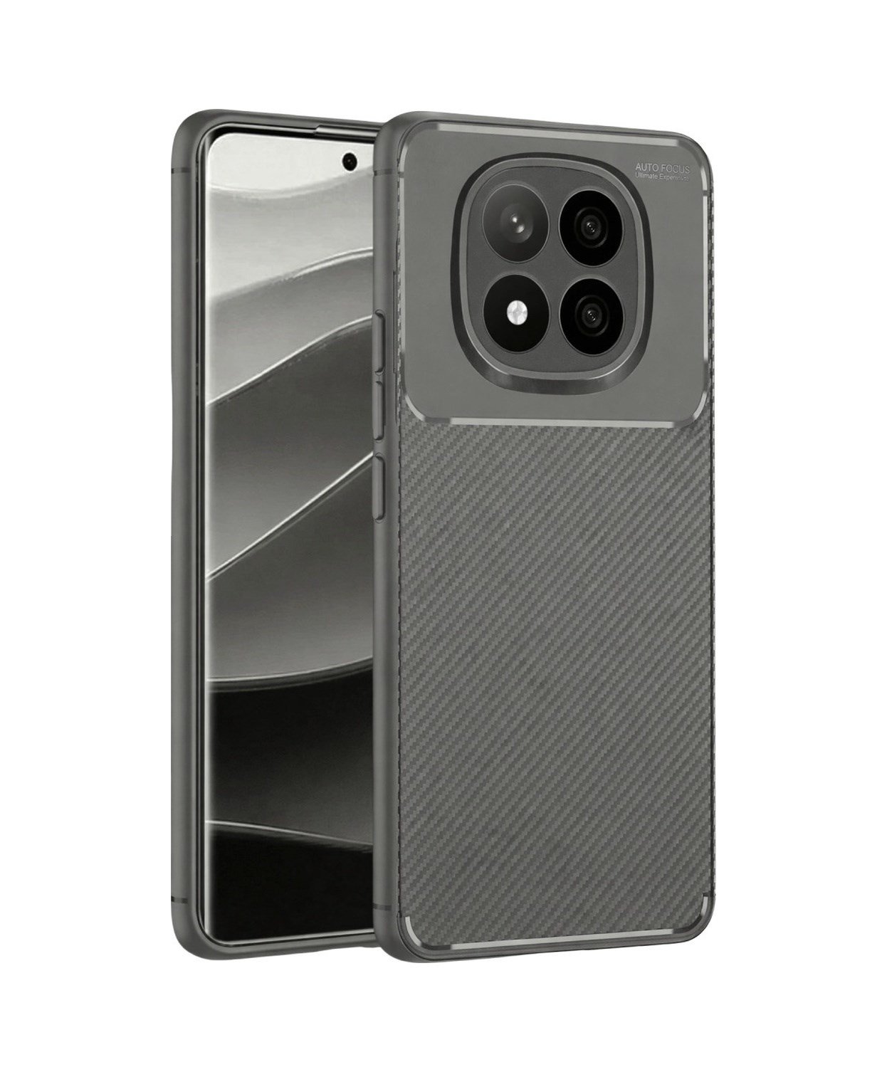 Xiaomi Redmi Note 14 Pro Plus Uyumlu Kılıf Auto Focus Karbon Kapak - Gri Belirtilmemiş